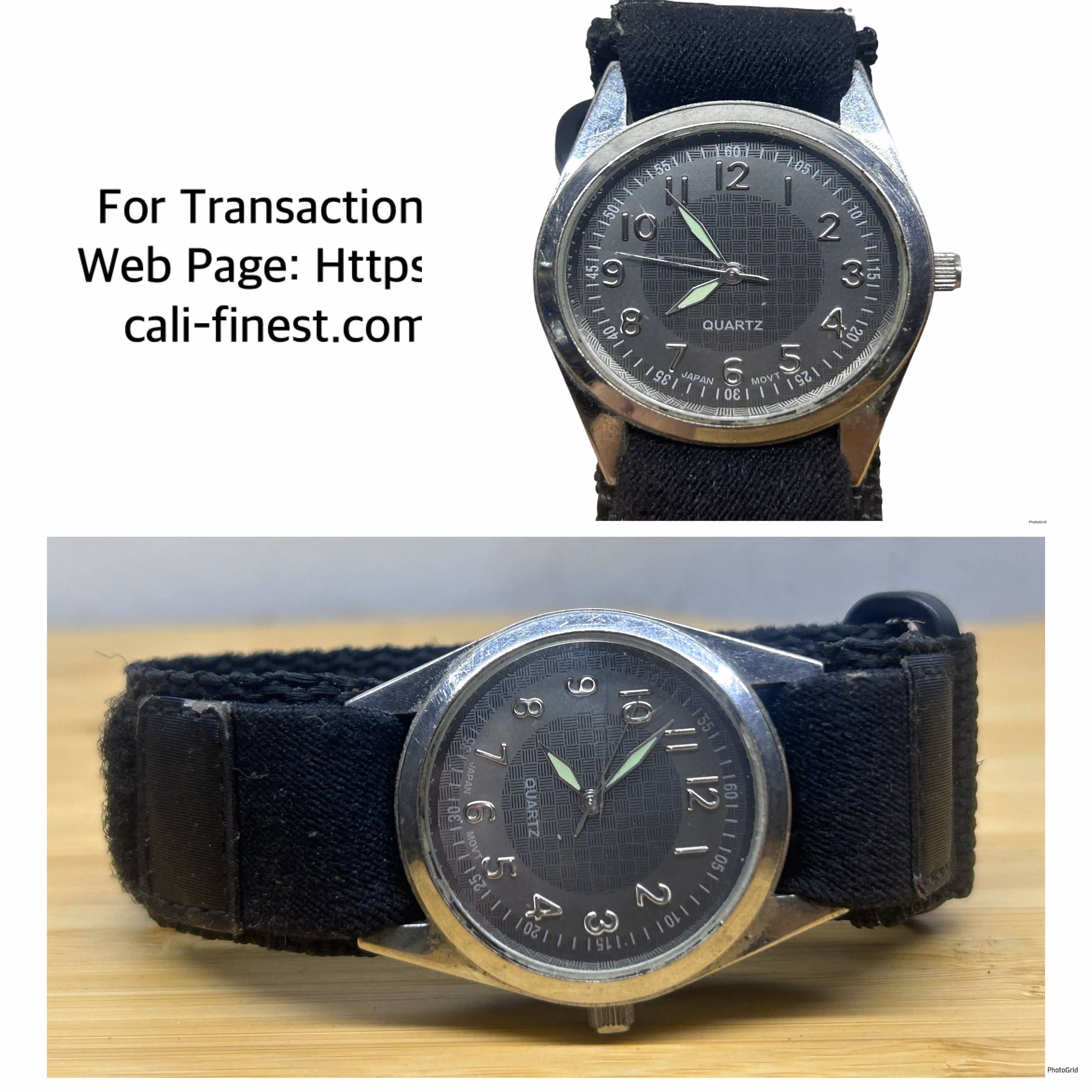 Vintage Puritan men’s watch 34mm silver tone black dial nylon band running  W#0039 