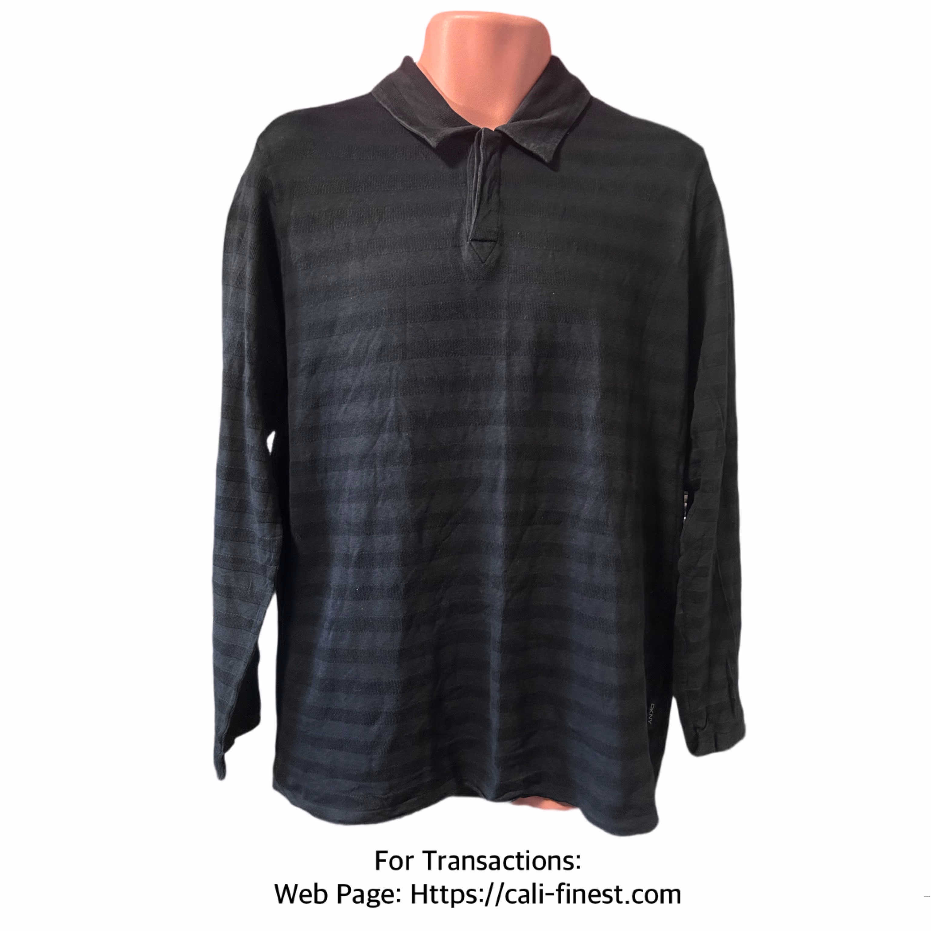 DKNY Men’s Polo long sleeve Black Size Medium 