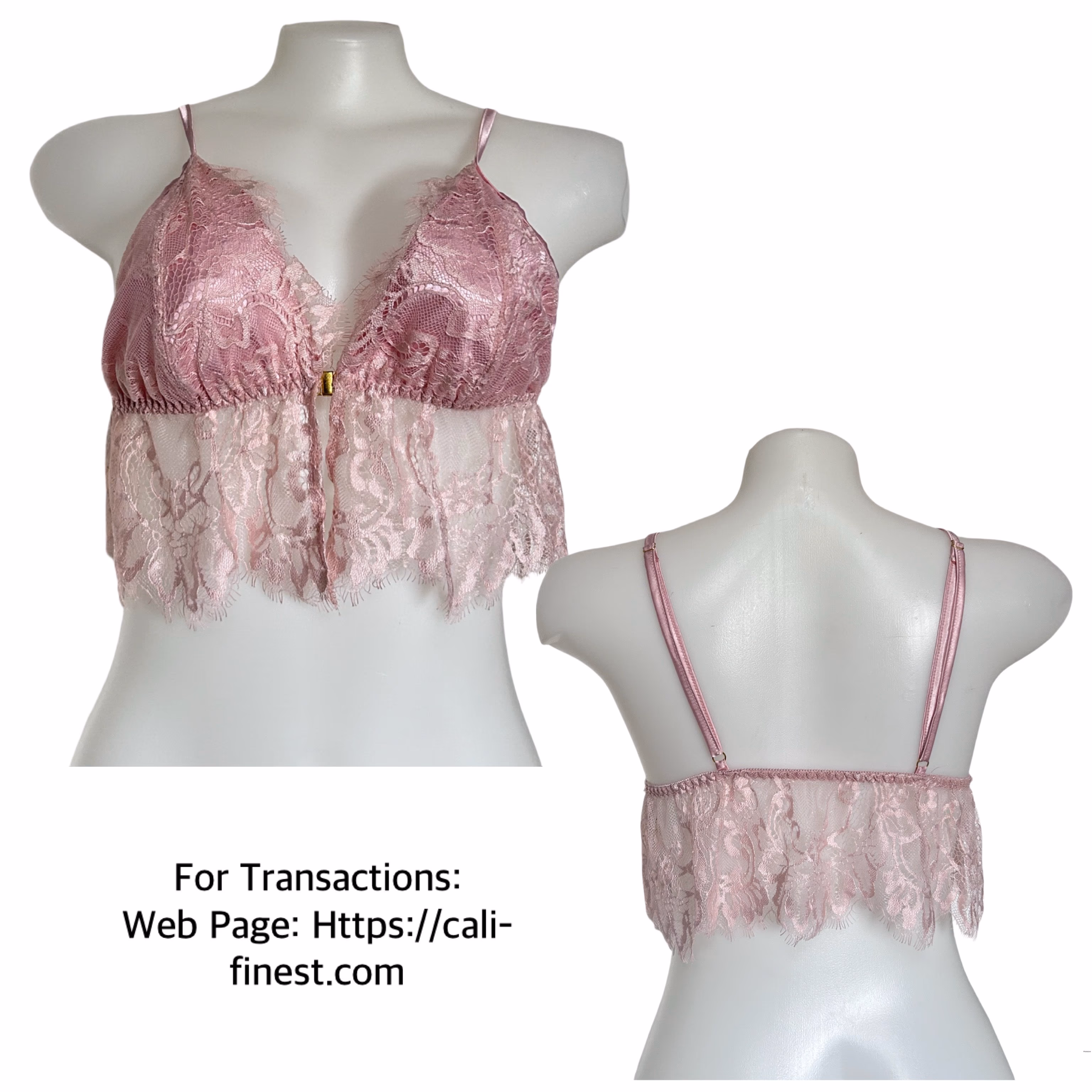 Lace Bralette Top Pink for Womens Size Large