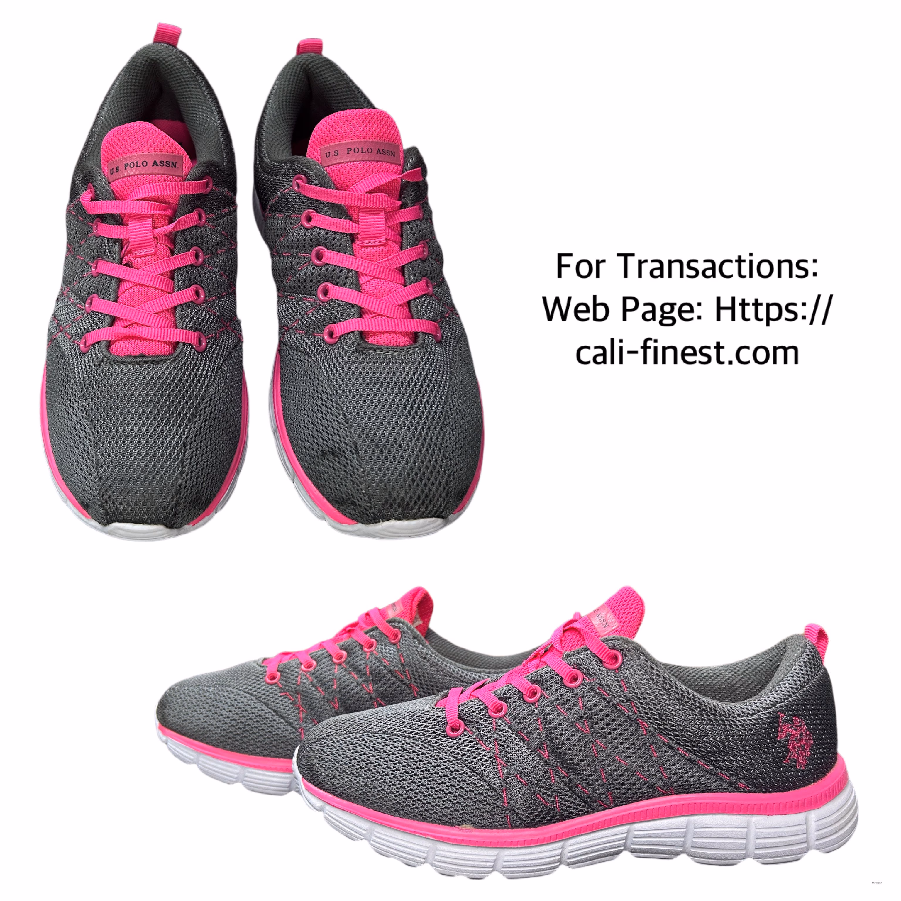 U.S. Polo Assn. Womens Pre-owned Slate Gray & Hot Pink Sneakers 