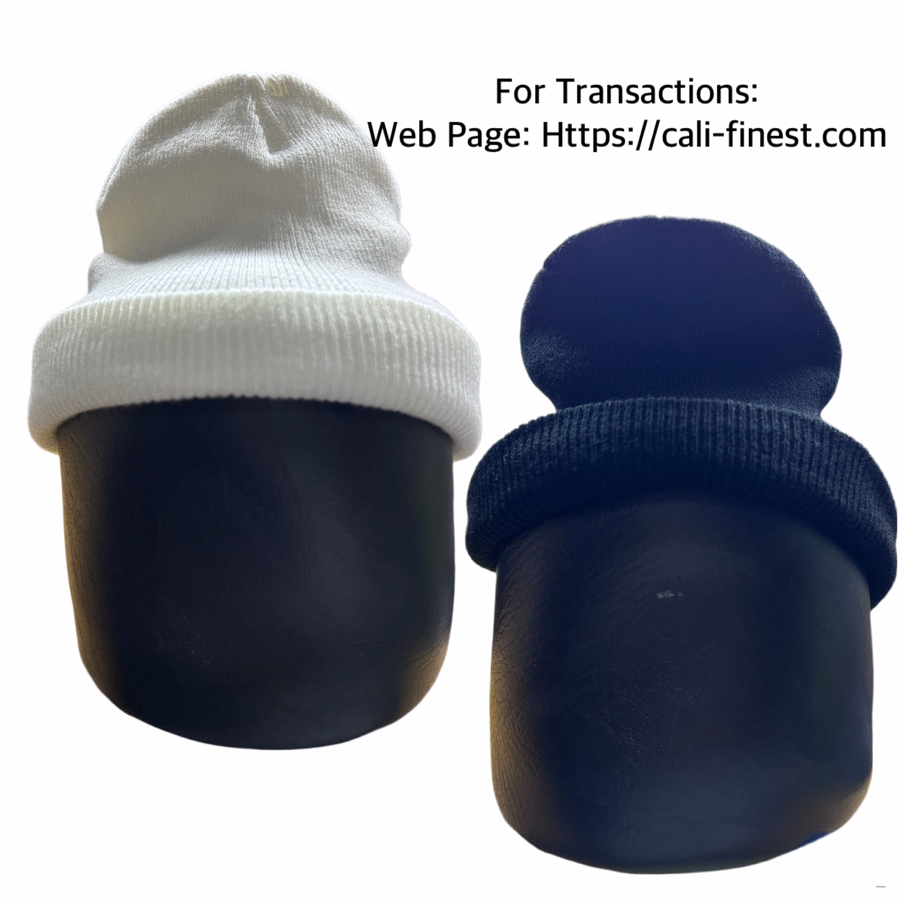 Knitted Beanie hats Black and white   C#00152