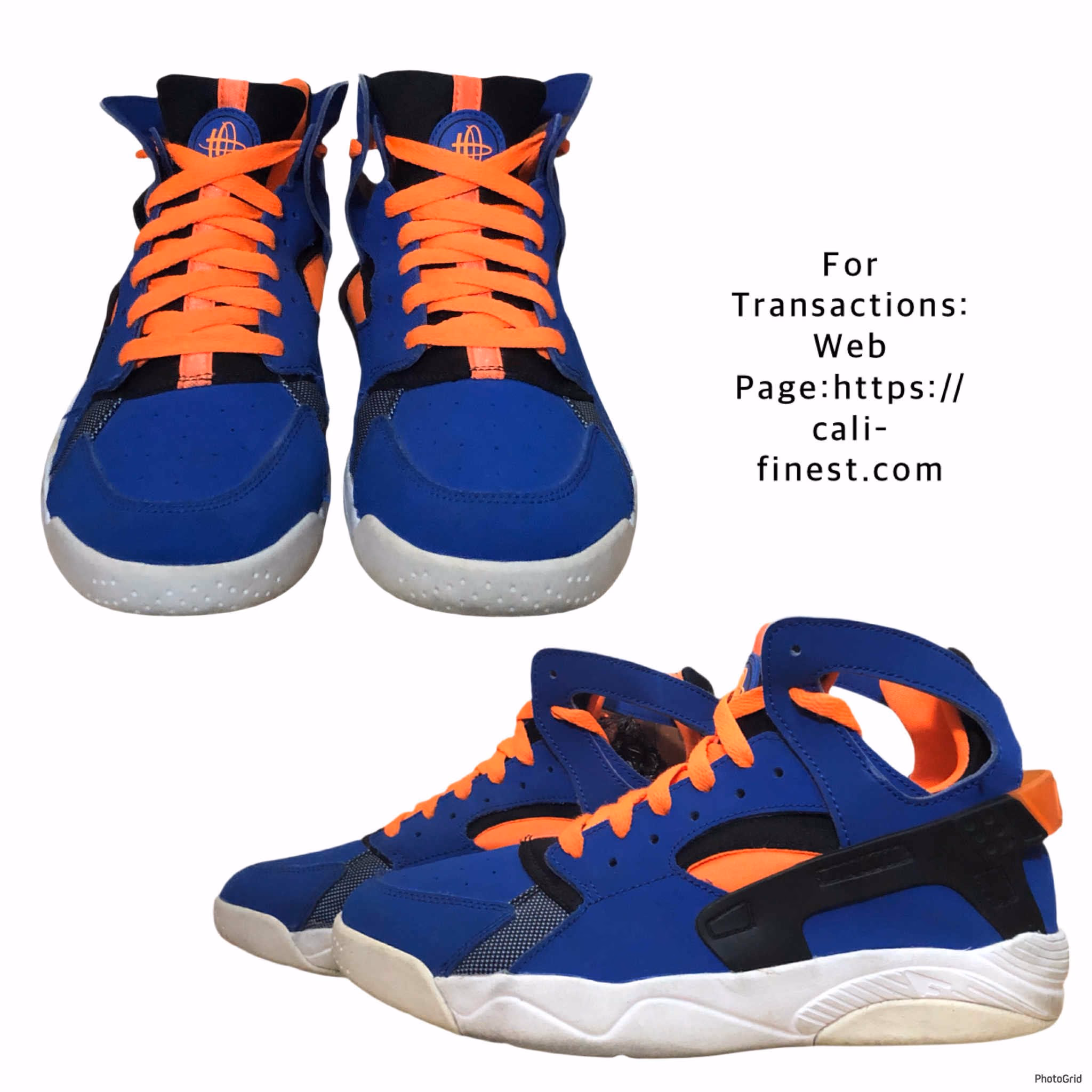 Nike Air Flight Huarache GS Game Royal Total Orange Sneakers Shoes