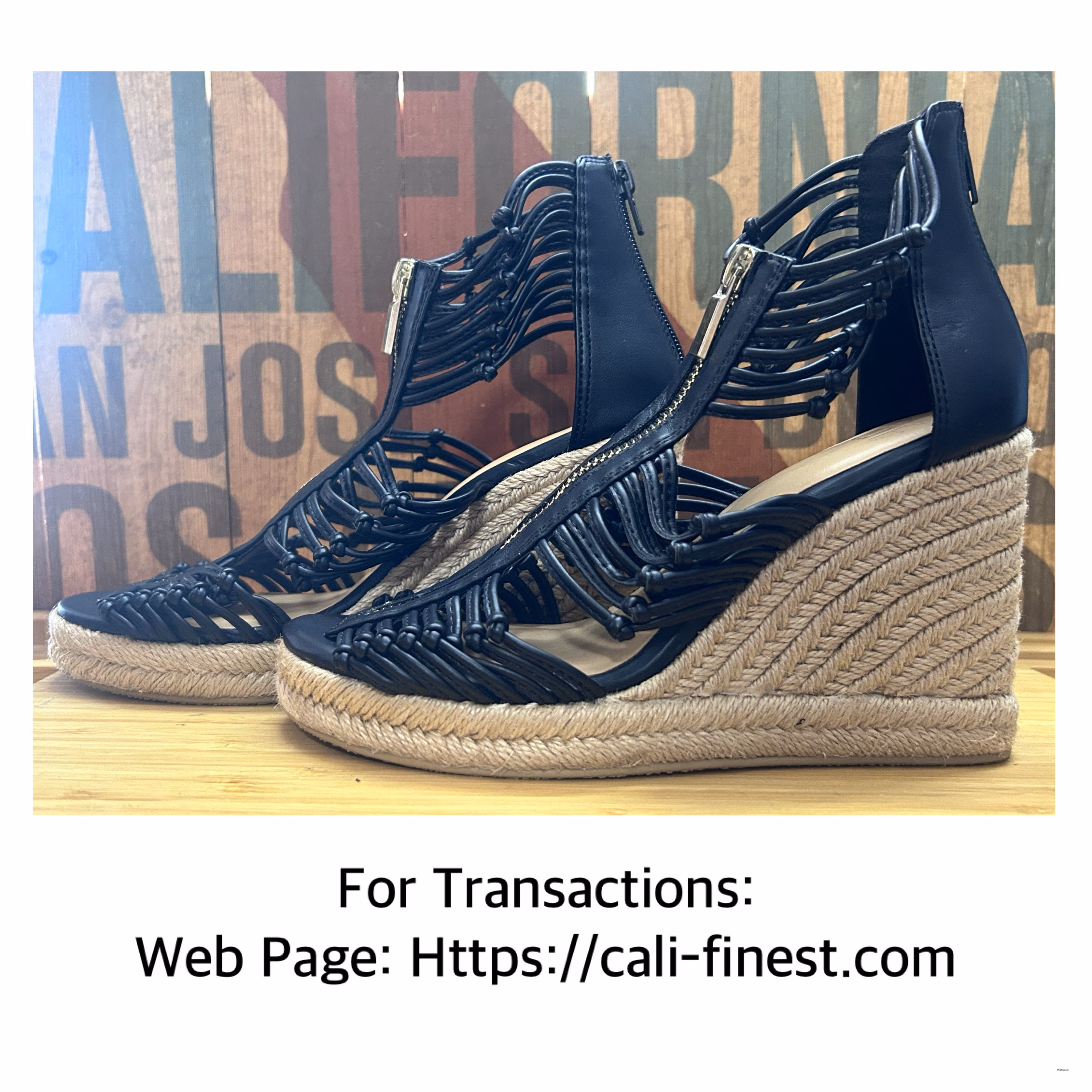 Just Fab Black Wedge Sandals   S#00282