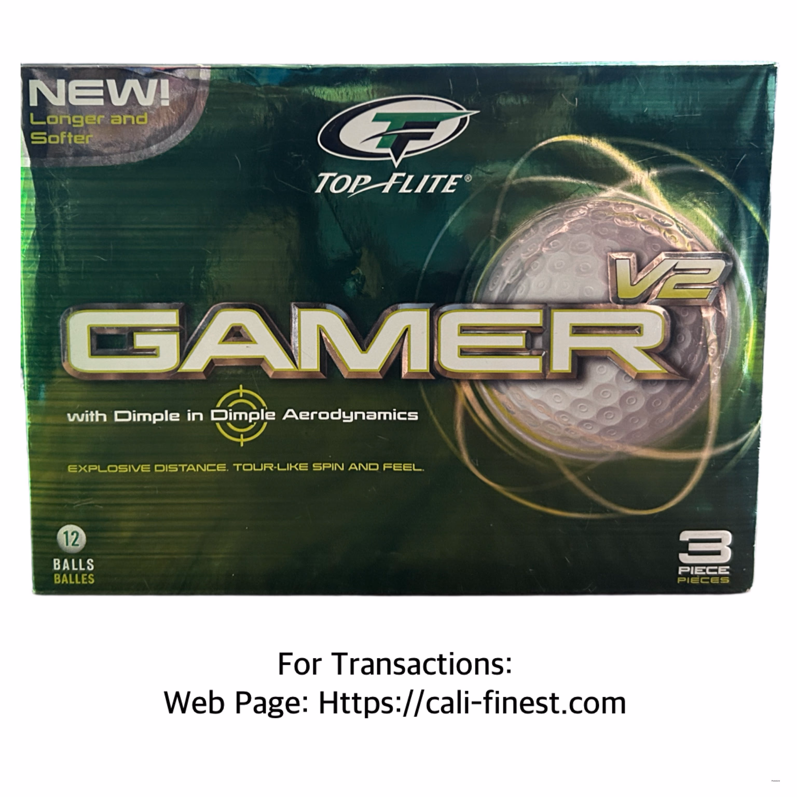 Top Flite Gamer V2 Golf Ball with Dimple in Dimple Aerodynamics 12 Balls   CO#0081 