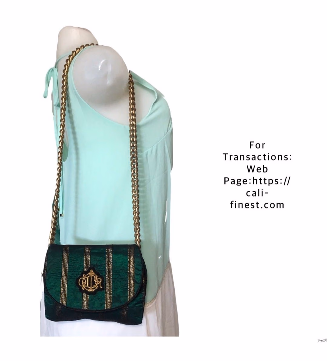 Christian Dior Green Shoulder Bag with Gold Chain