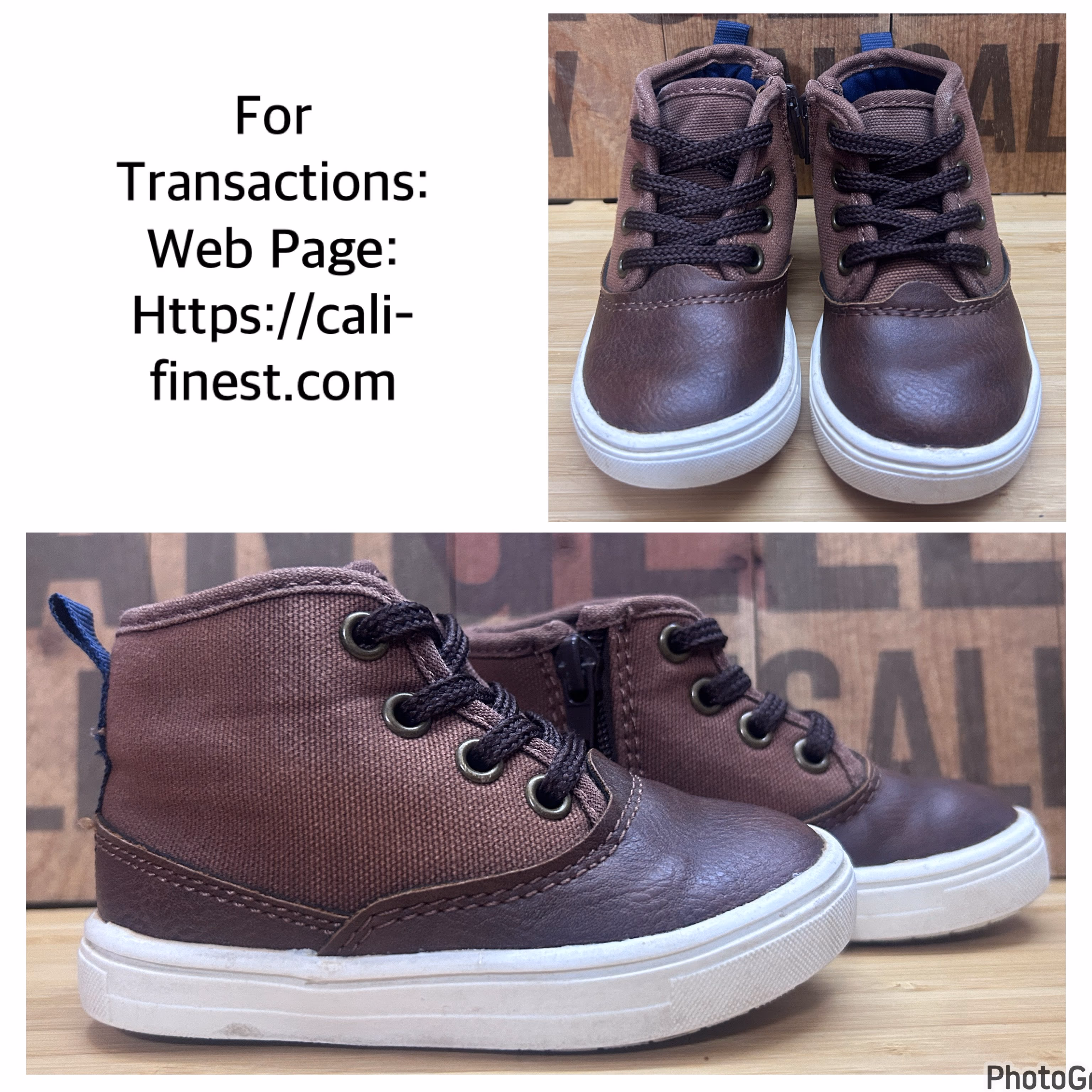 Carter’s Brown High-Top Baby Boy Sneakers Shoes- Size 5  S#00291