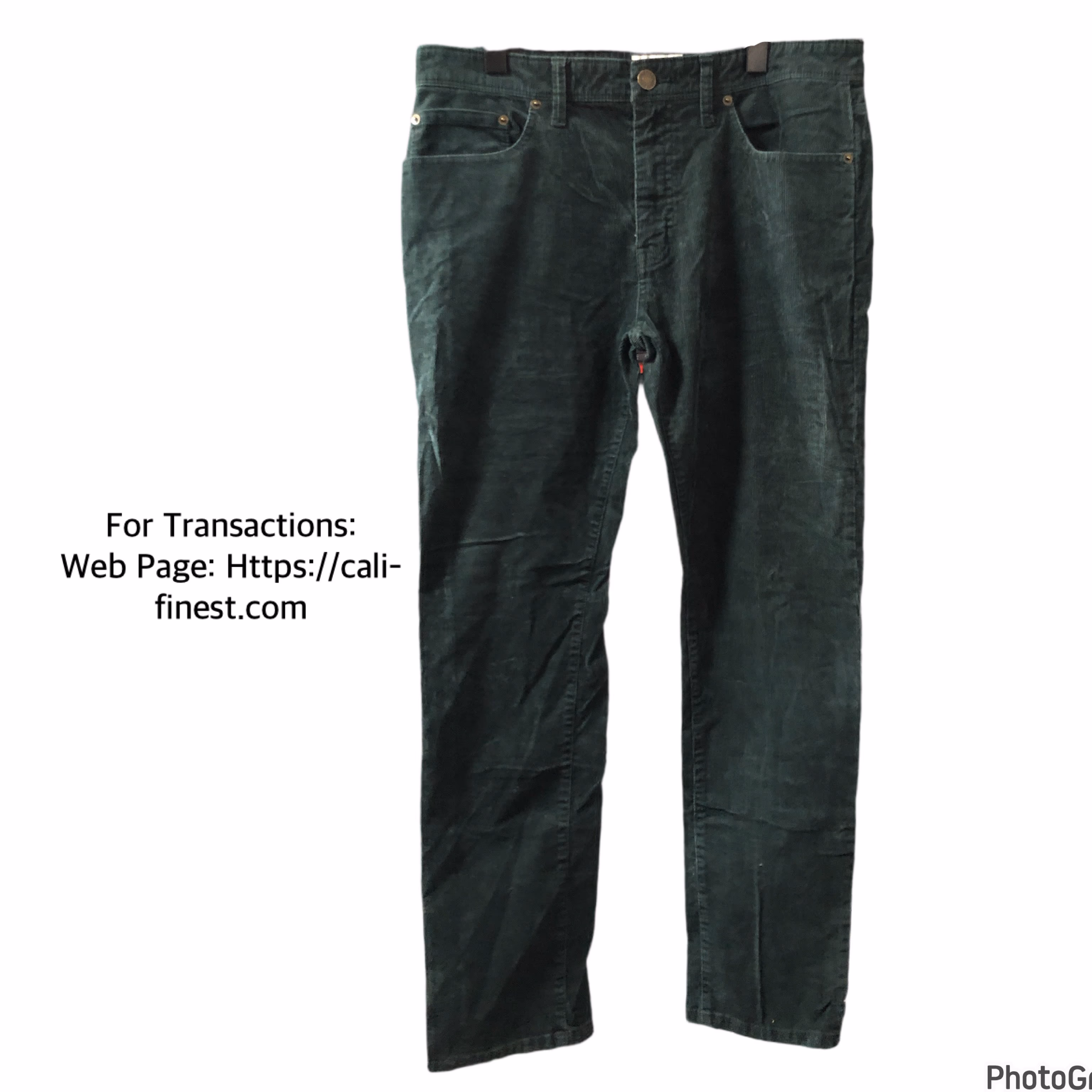 Goodfellow & Co Men’s Dark Green Corduroy Pants Slim Fit, Sz 34x32