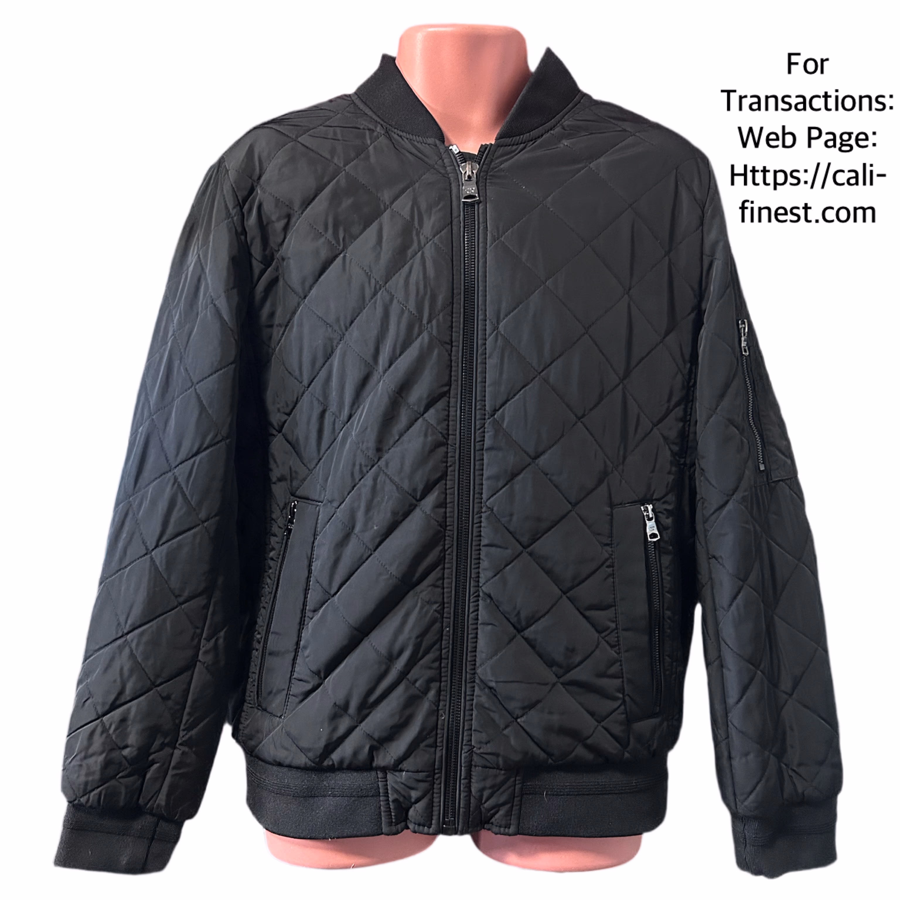 Calvin Klein Quilted Bomber  Black Jacket   J#0078