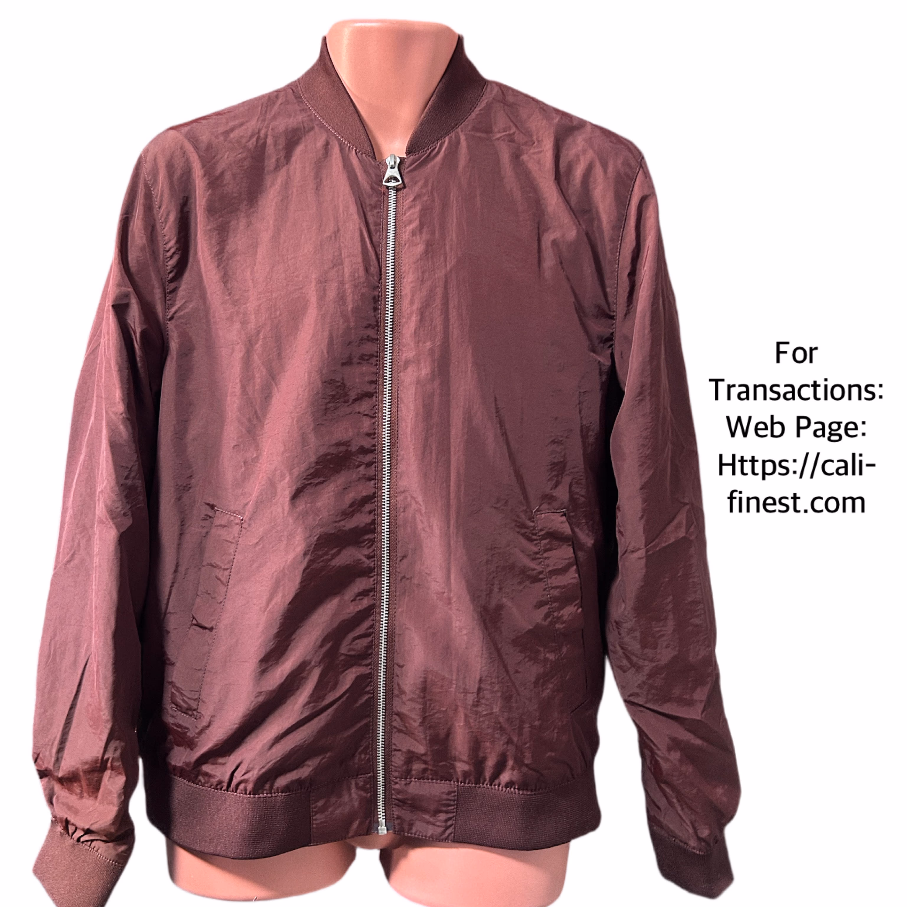 H&M Bomber Jacket - Burgundy For Men Small  J#0086