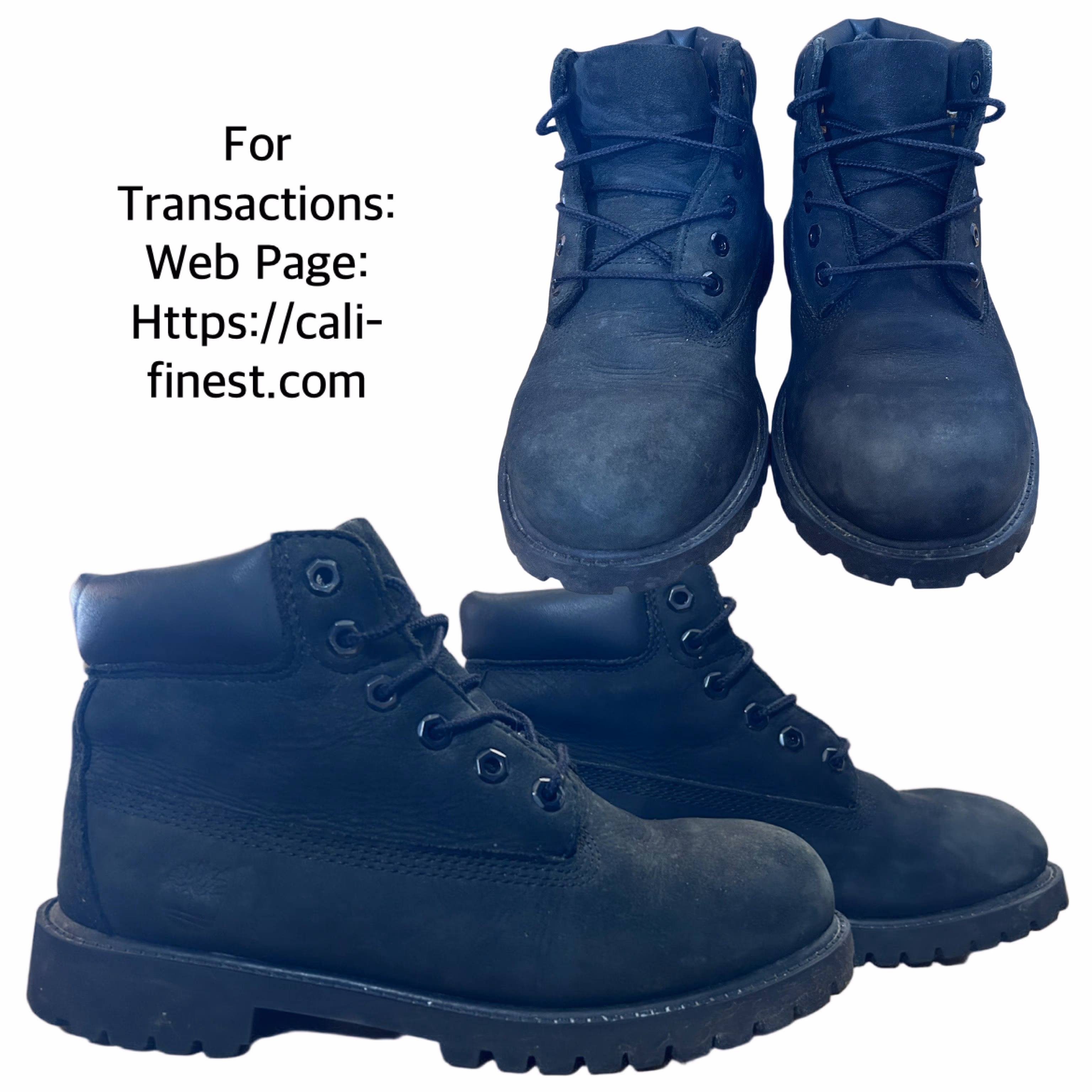 Timberland 12707 Junior  Black Leather W/P NuBuck Hi Top Boots Size 3 Great Condition  S#00296