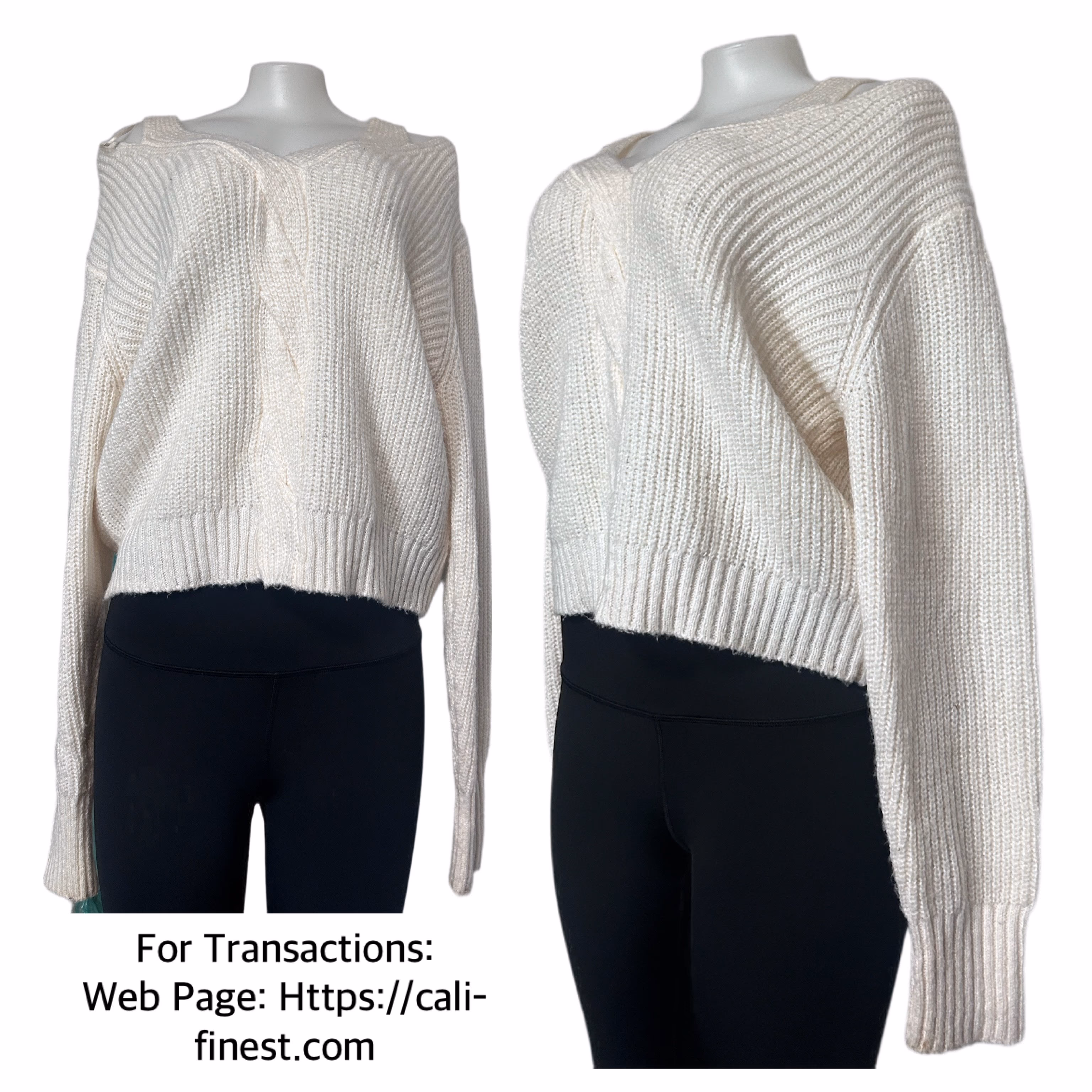 Nine West Cream Cable Knit Sweater - Size L For Women   J#00101