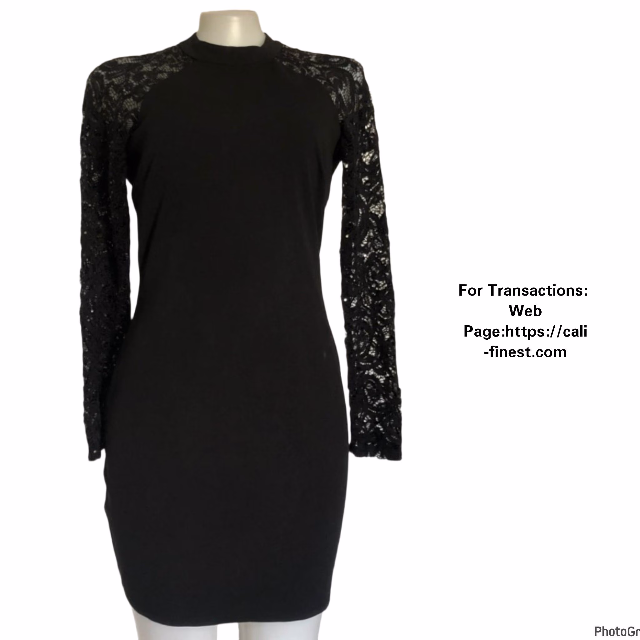 Sequin Hearts Black Dress with Lace Sleeves
