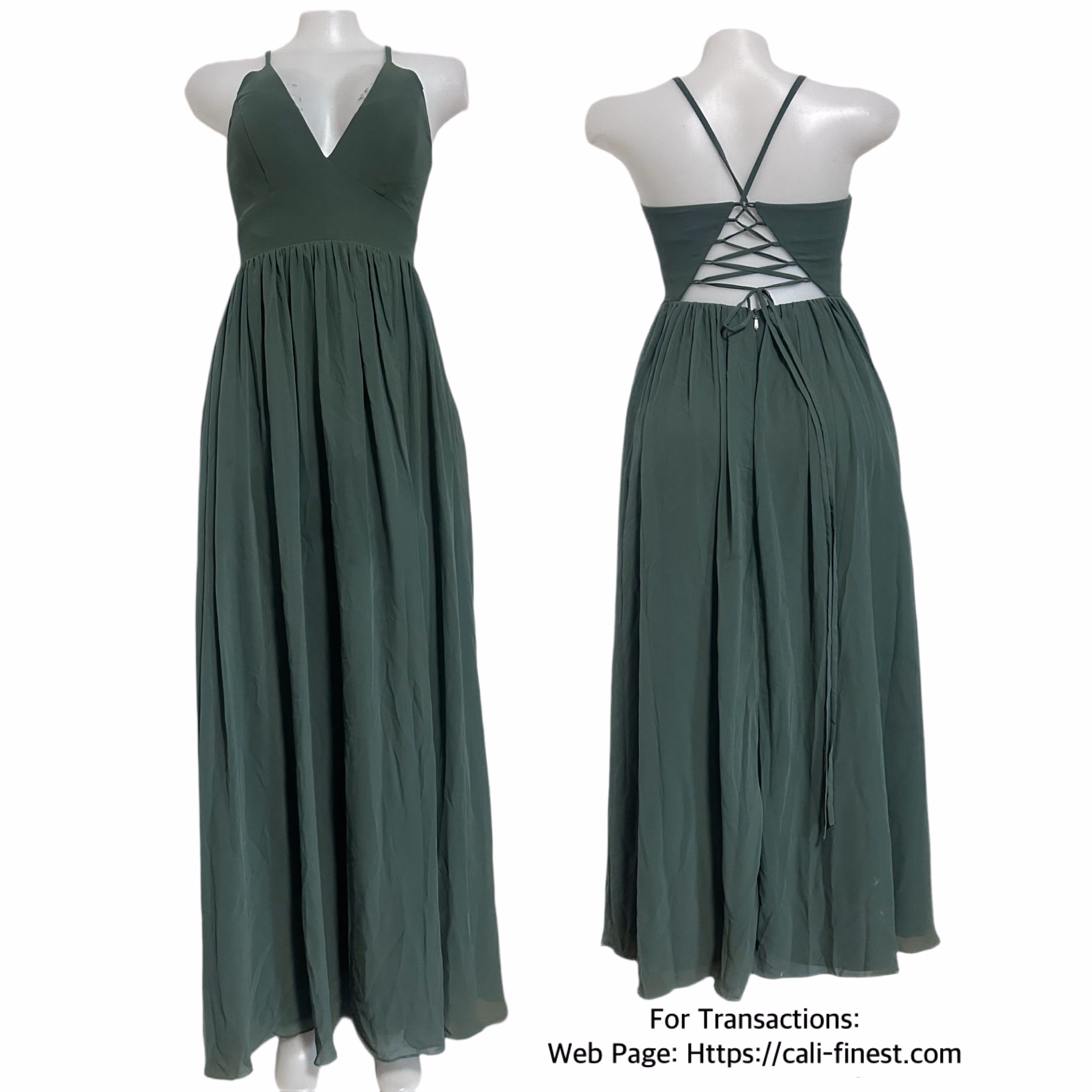 Brandnew Azazie Green Maxi Dress A2  D#0039 