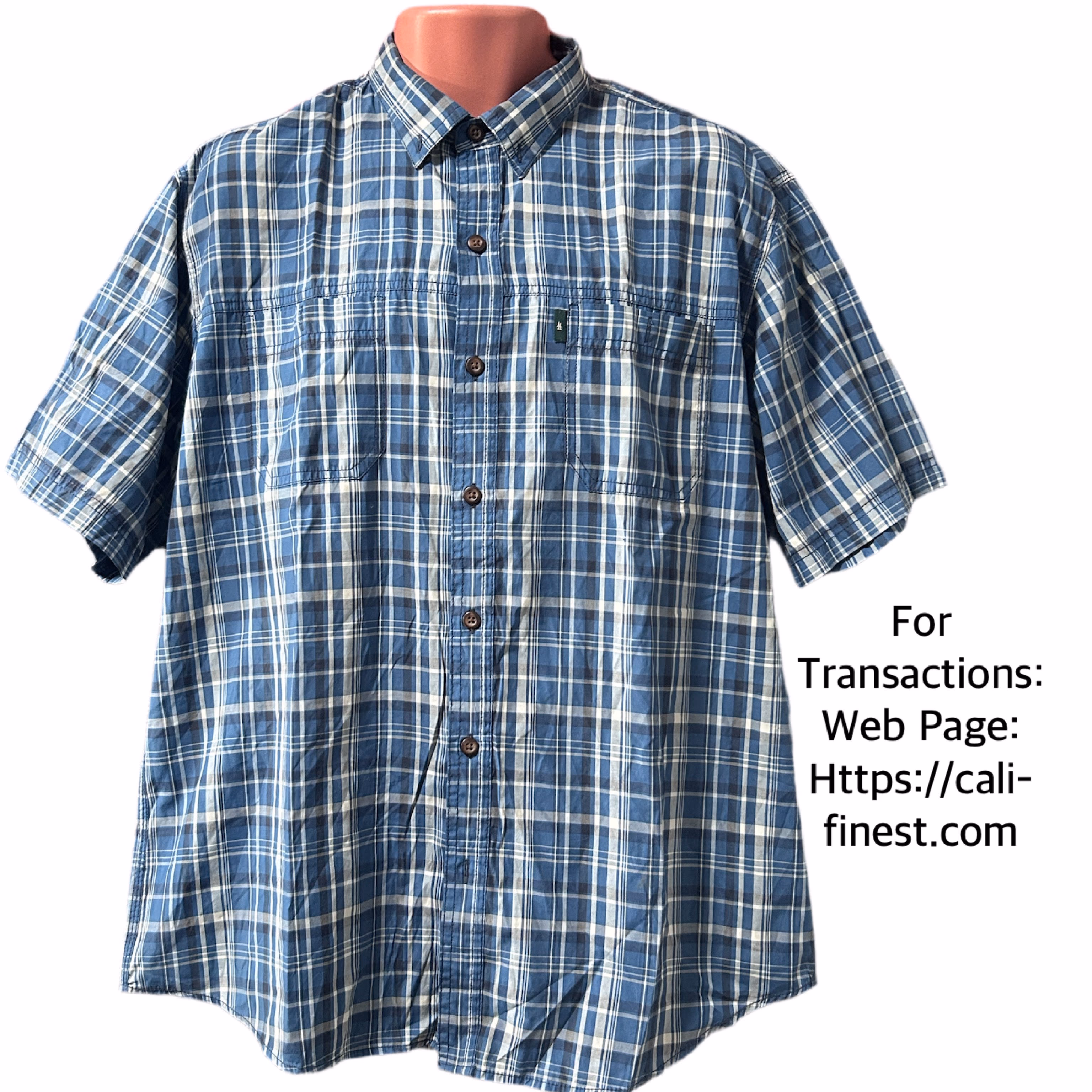 G.H. Bass & Co. Plaid  Polo Short Sleeve - Size L  T#00103 