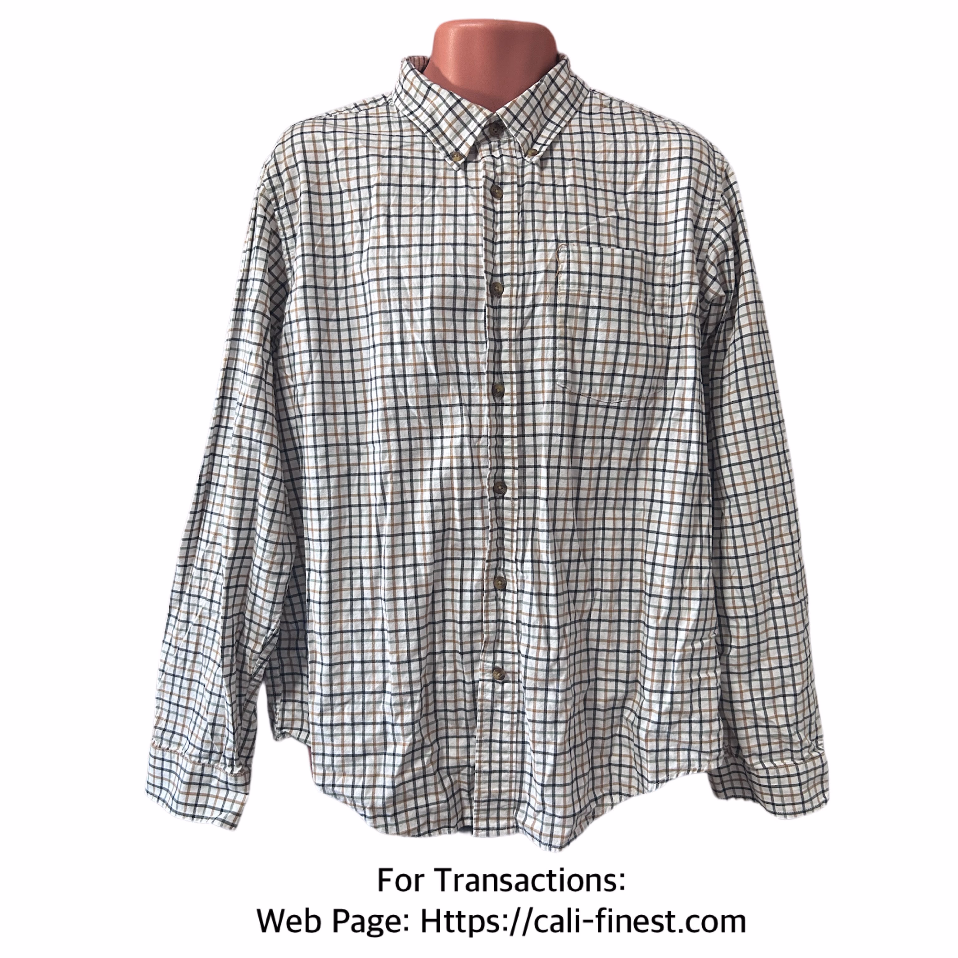 Eddie Bauer Men’s Button-Down Casual Polo long Sleeve, Size Large