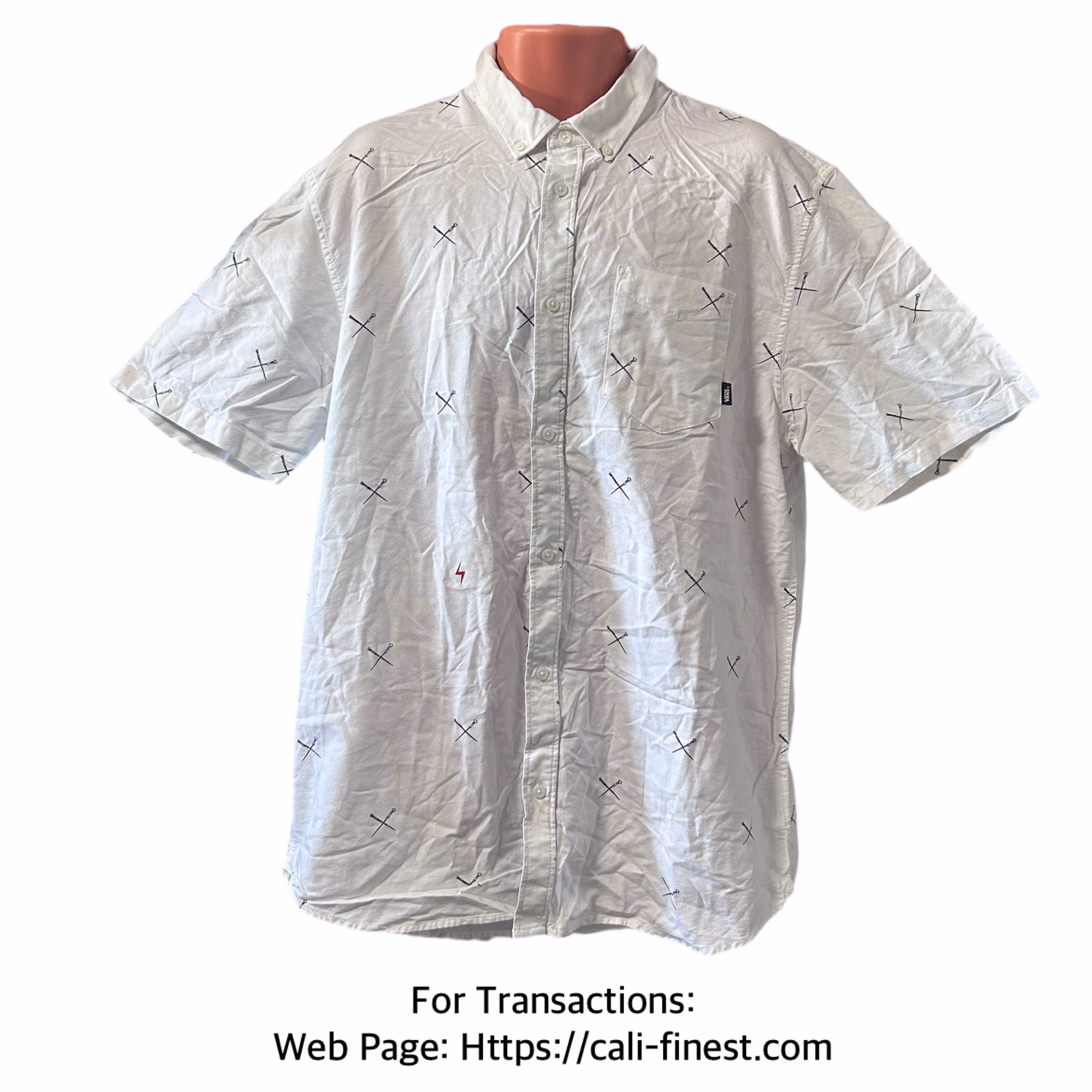 Men’s VANS x Harry Potter Beige Button-Down Shirt XL Pockets Beach Skate Magic 