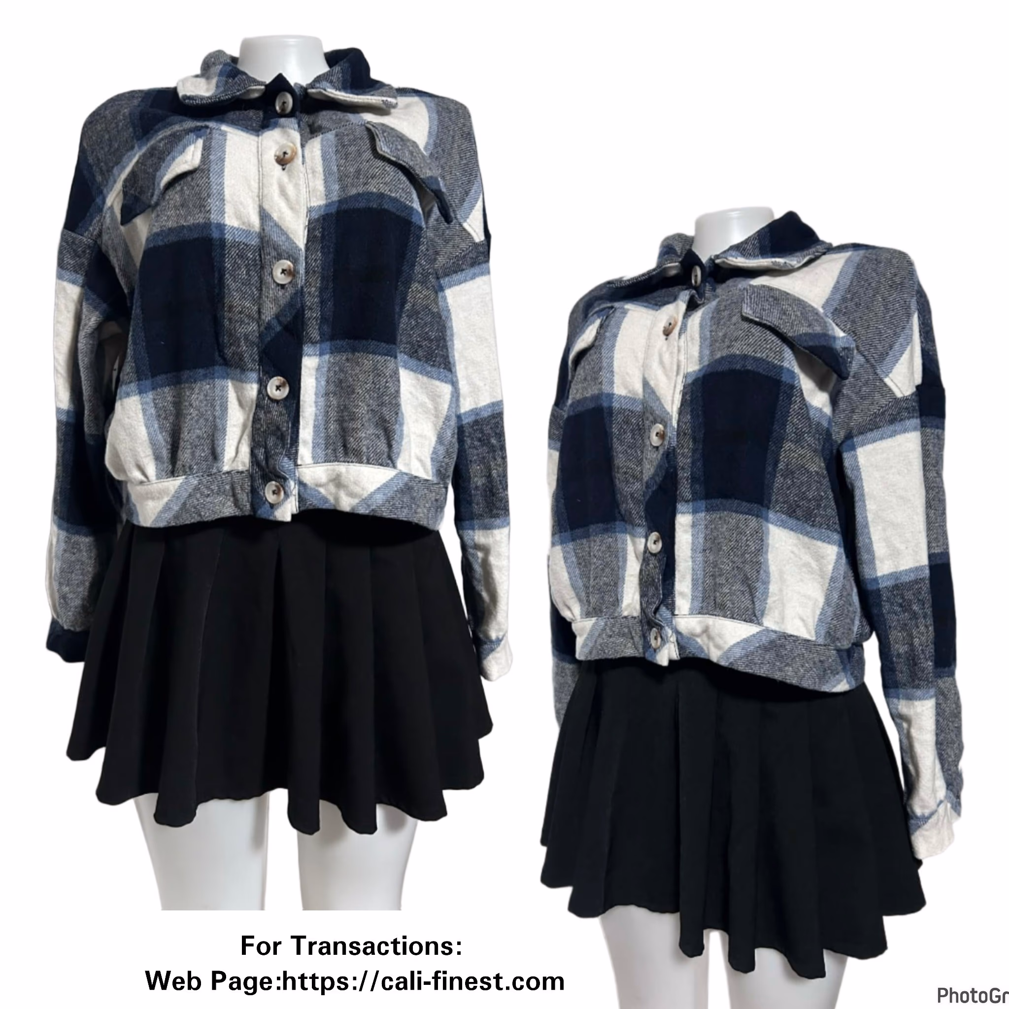 Womens Long sleeve Plaid Top Jacket Cropped Sz Medium 