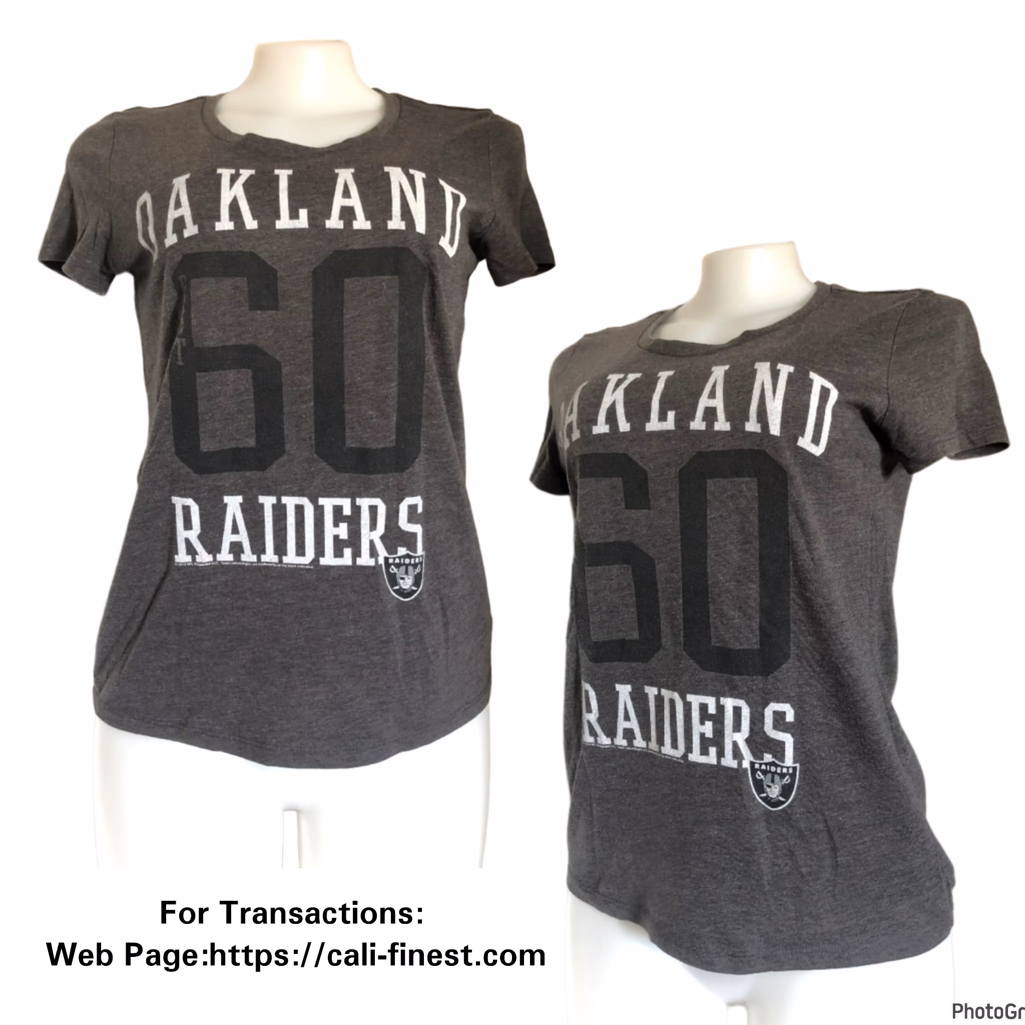 NFL Gray Oakland T-Shirt for Womens, Size XS 