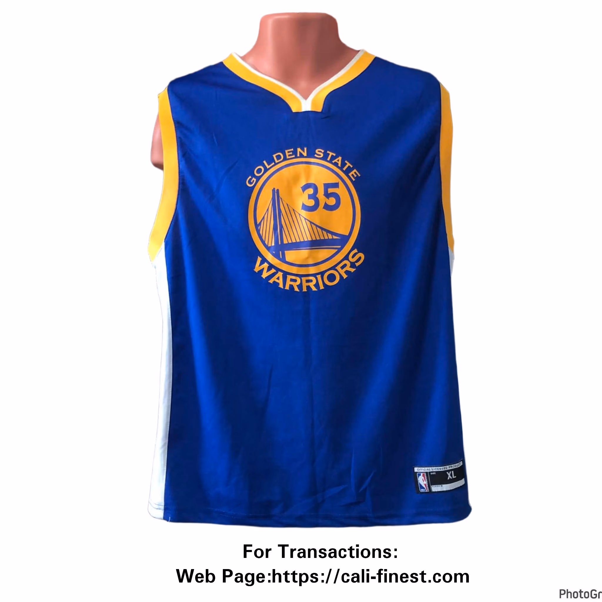 Golden State Warriors Youth XL Basketball Durant 35 Blue Gold Official Teen