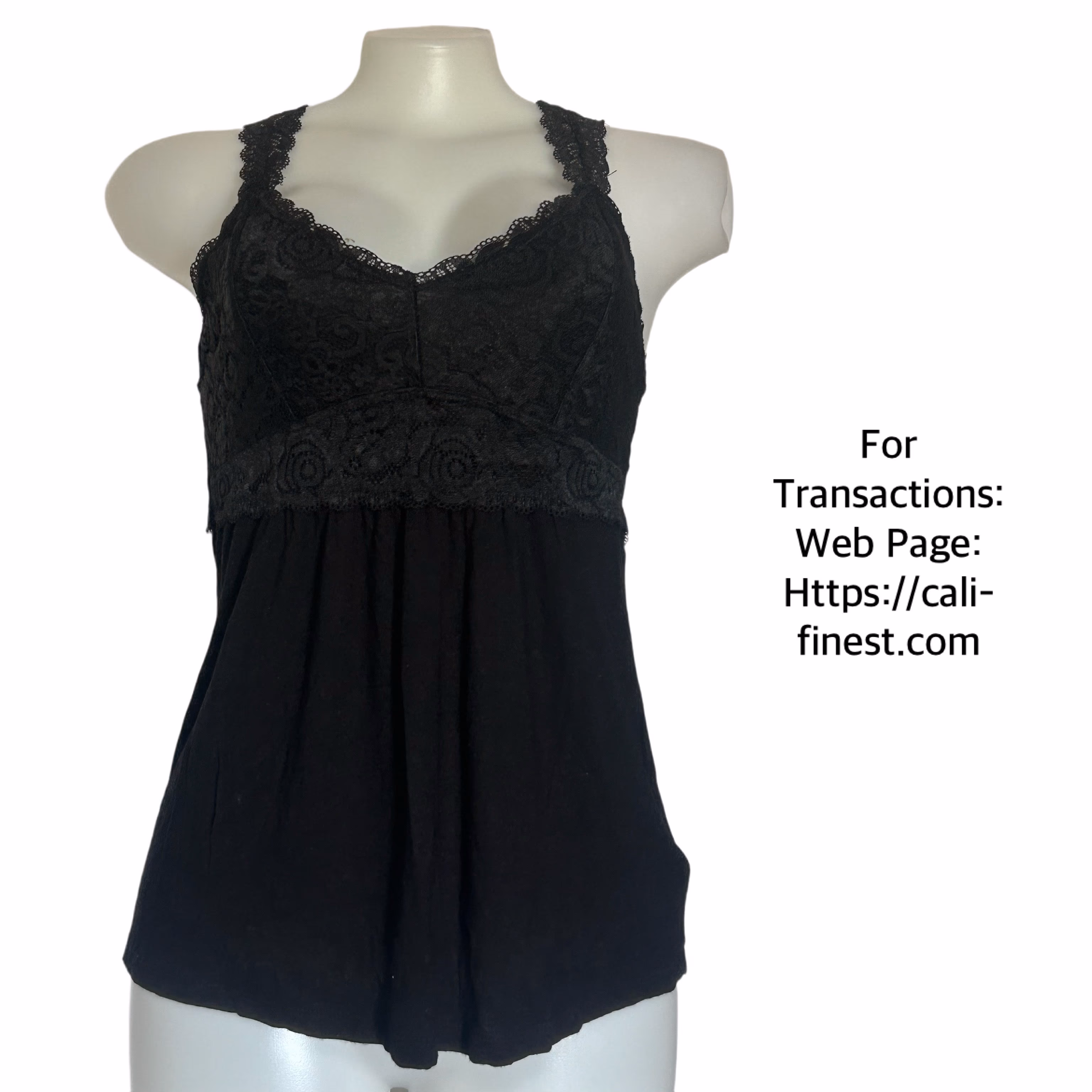 Tahari Black Lace Tank Top for Womens Size XS 