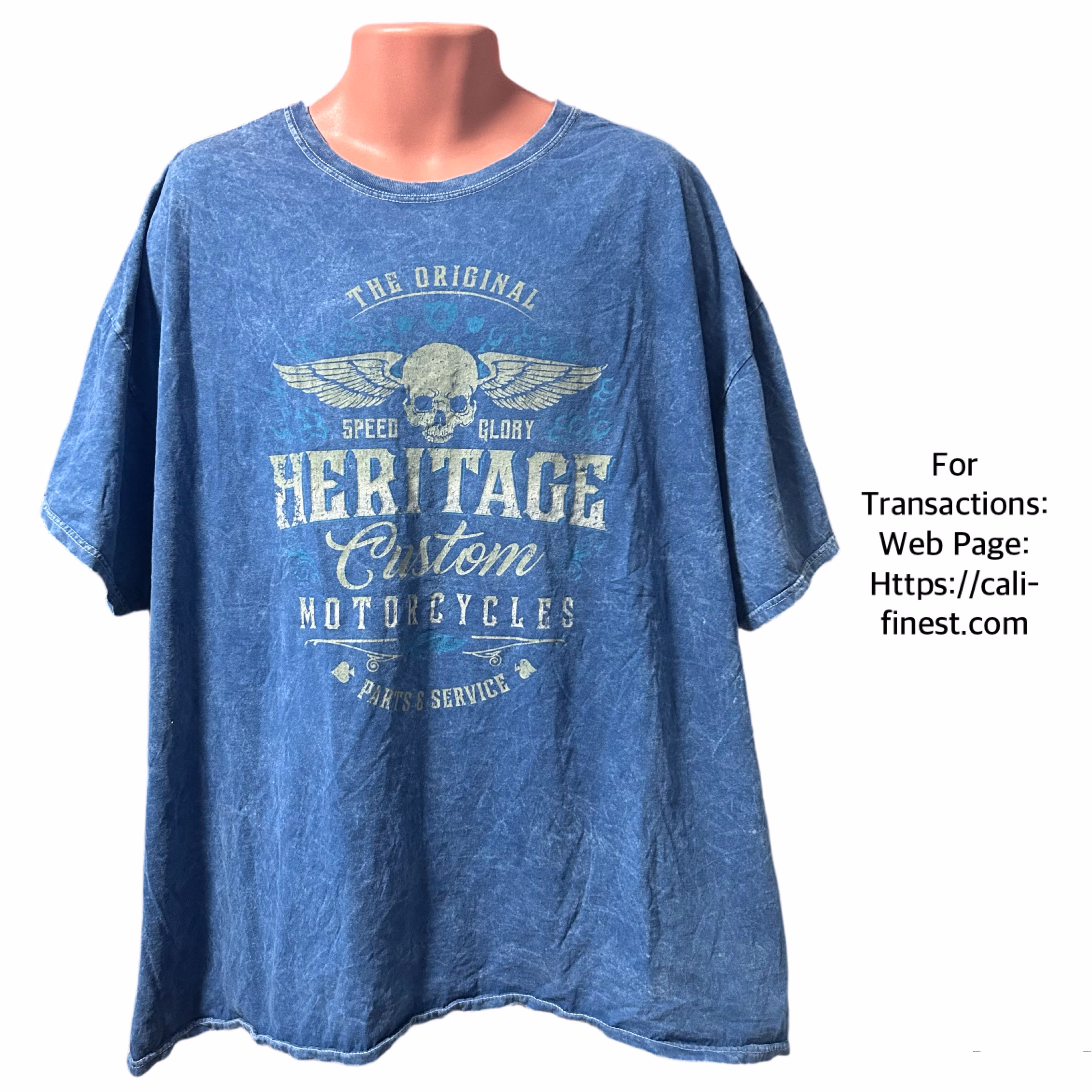 Fit Sun Heritage Custom Motorcycle Mens Navy Blue T-shirt Size 2XL