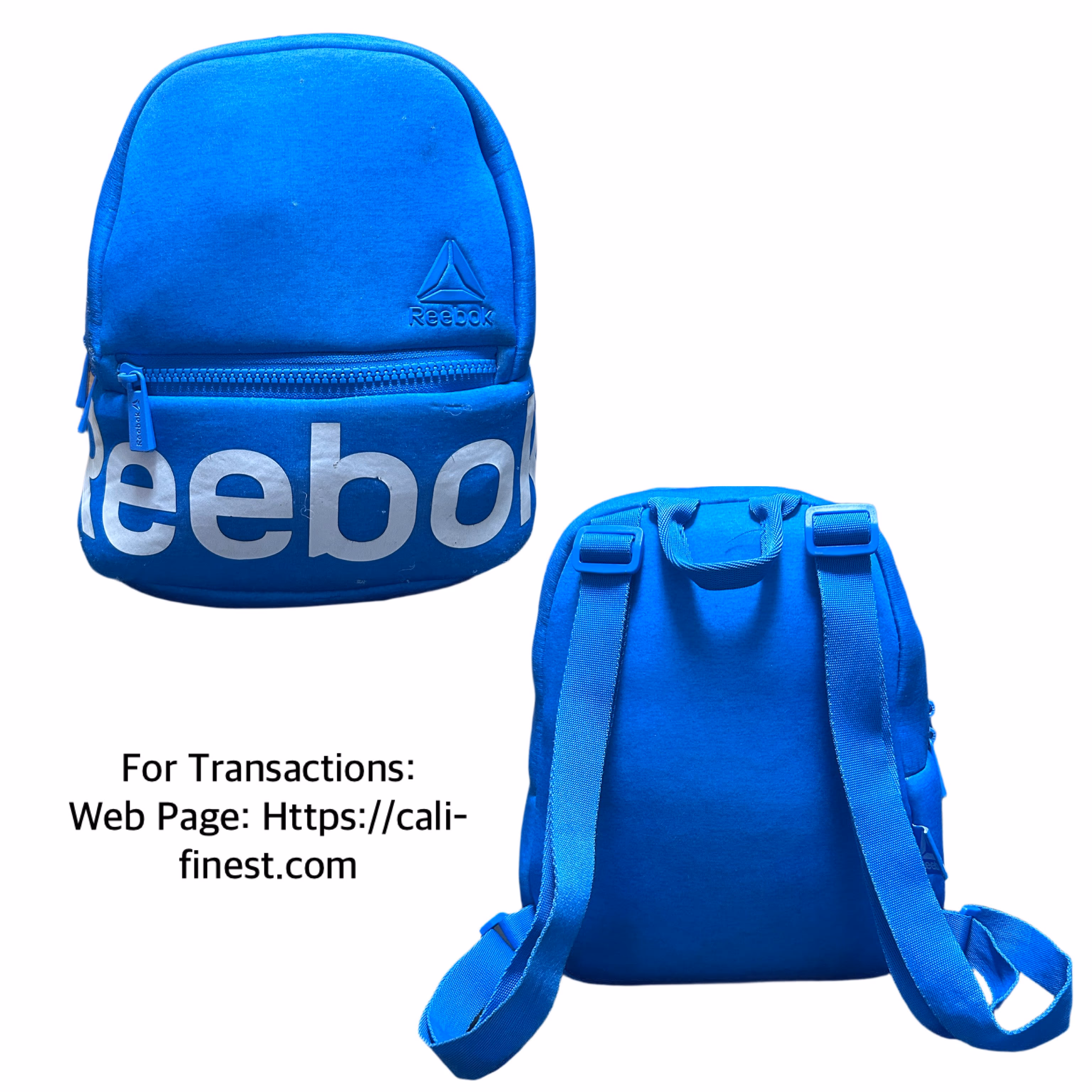 Reebok Miniature Backpack Blue With Exterior Zip Pocket 9.5”x9.5”x5.5”