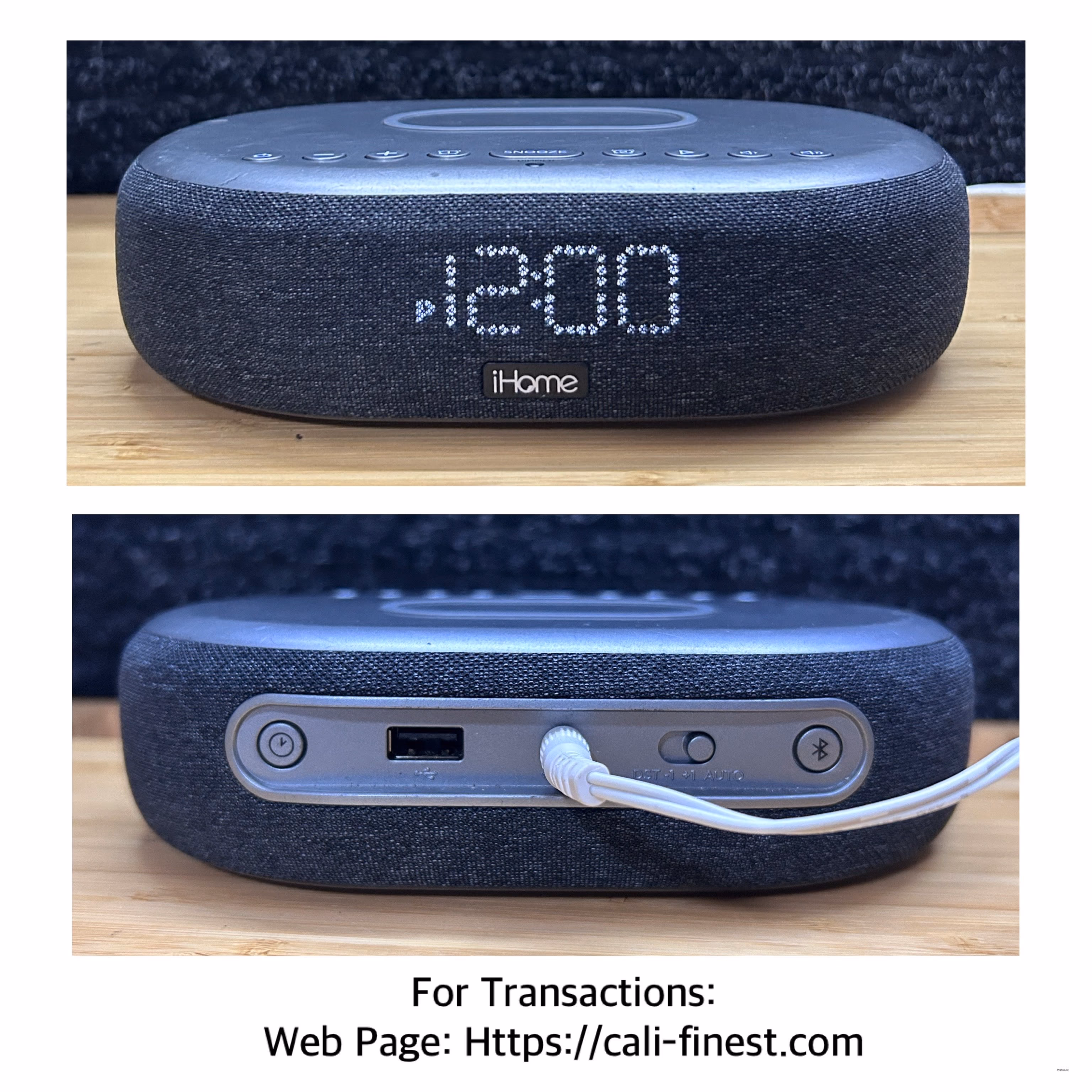 iHome TIMEBOOST Bluetooth Stereo Alarm Clock with Wireless Charging,Speakerphone,and USB charging   EL#604