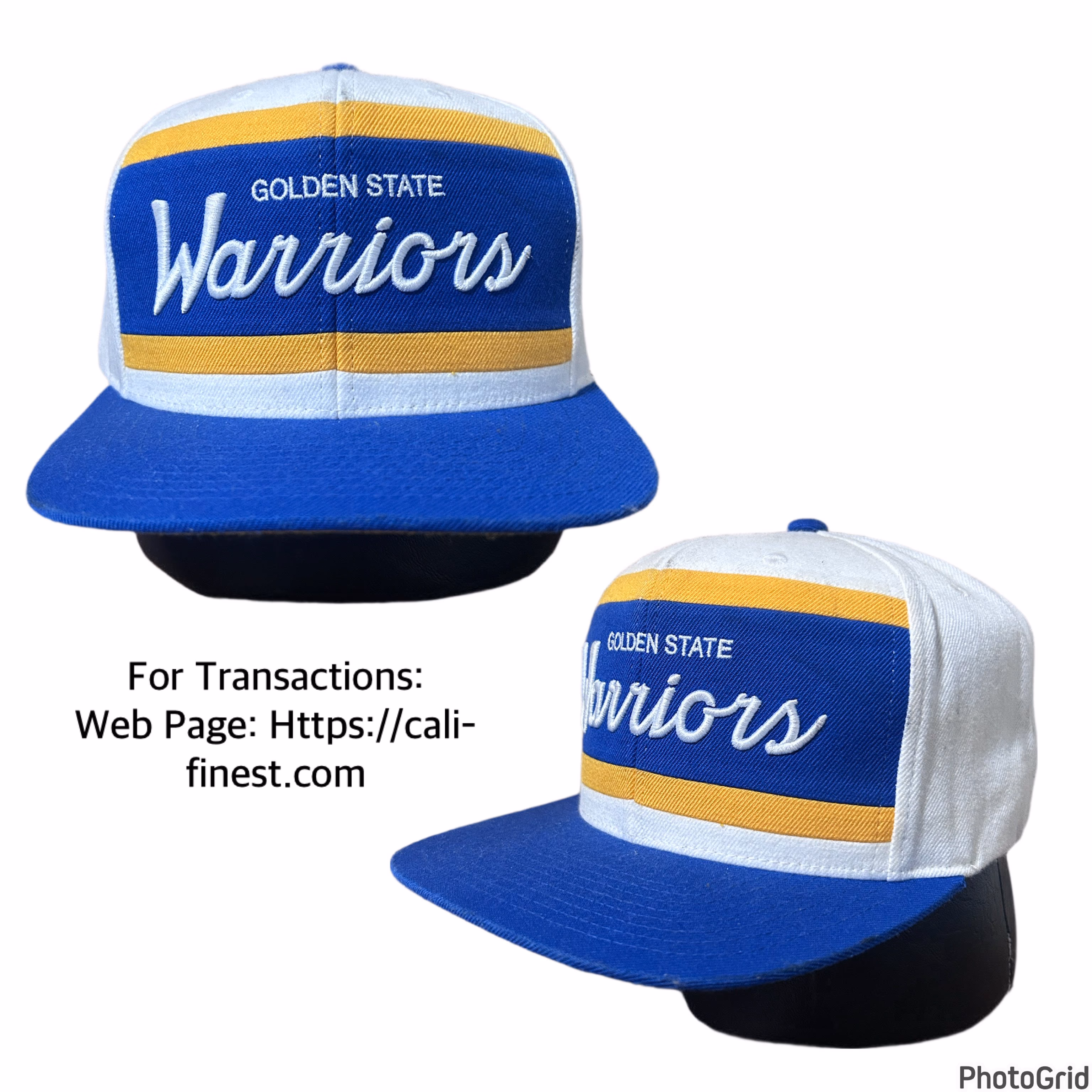 Golden State Warriors Mitchelle & Ness NBA White Blue Yellow SnapBack Hat Cap
