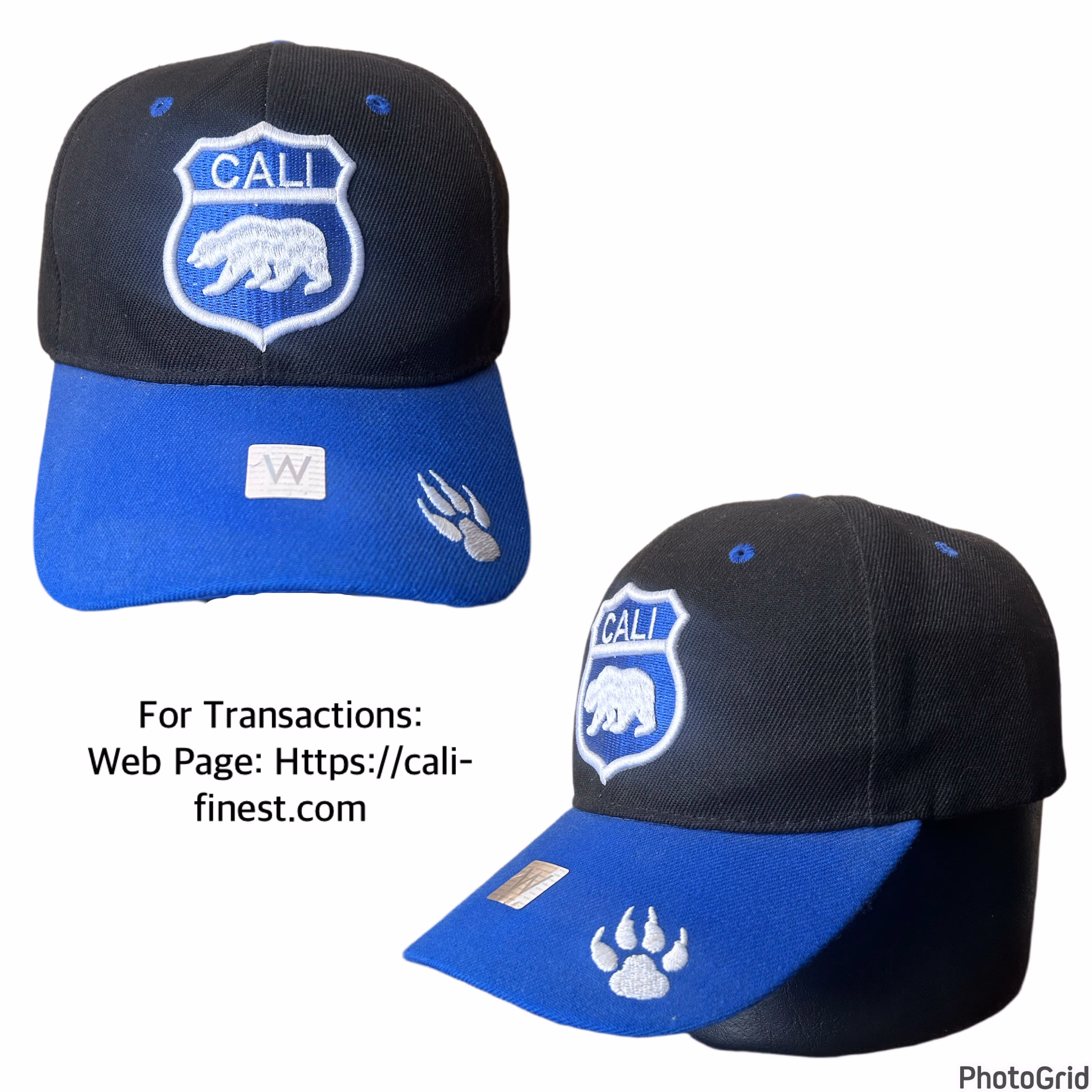 Baseball Cap blue/black embroidered California Republic Bear