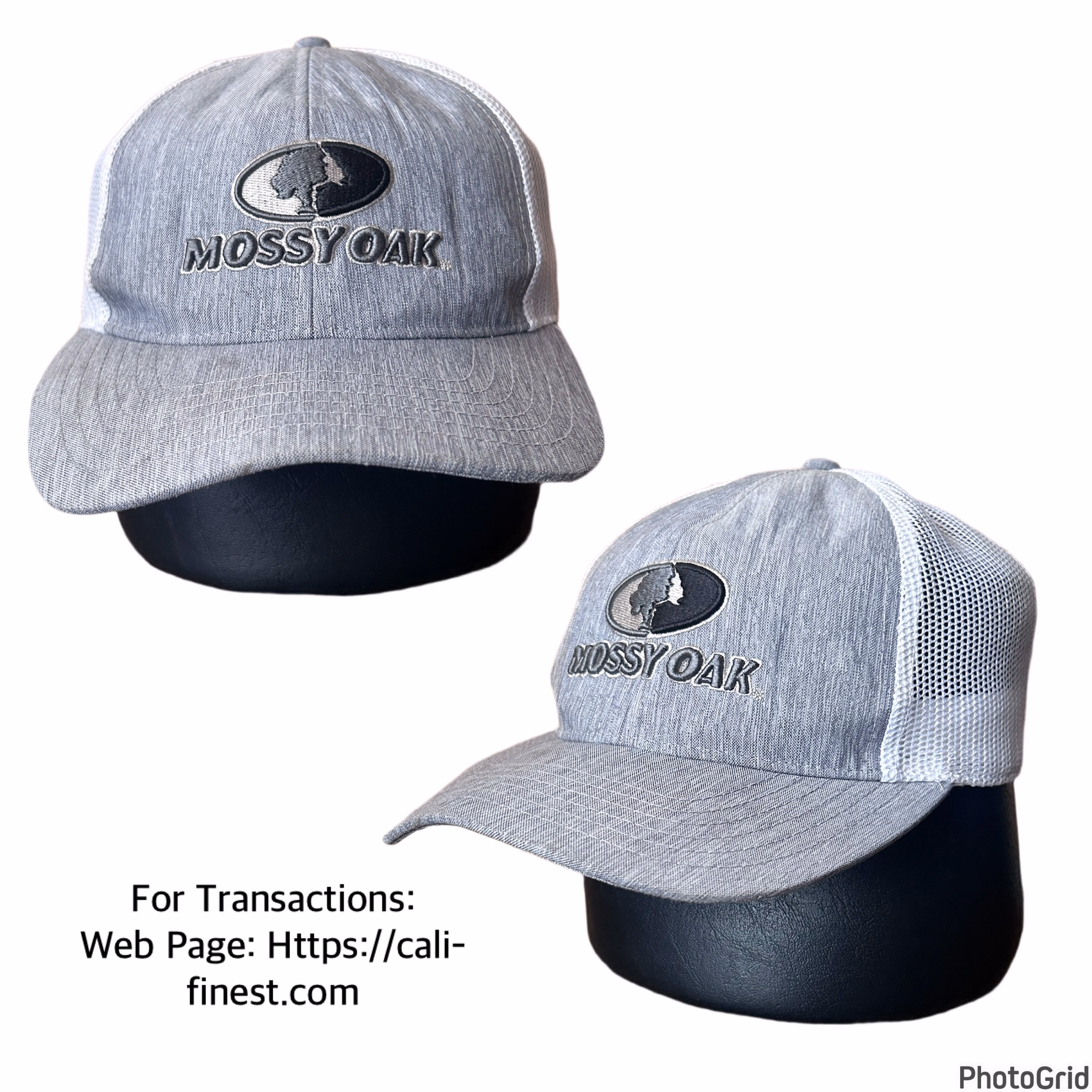 Mossy Oak Hat Gray Adjustable Snapback Trucker Mesh Back Hunting One Size