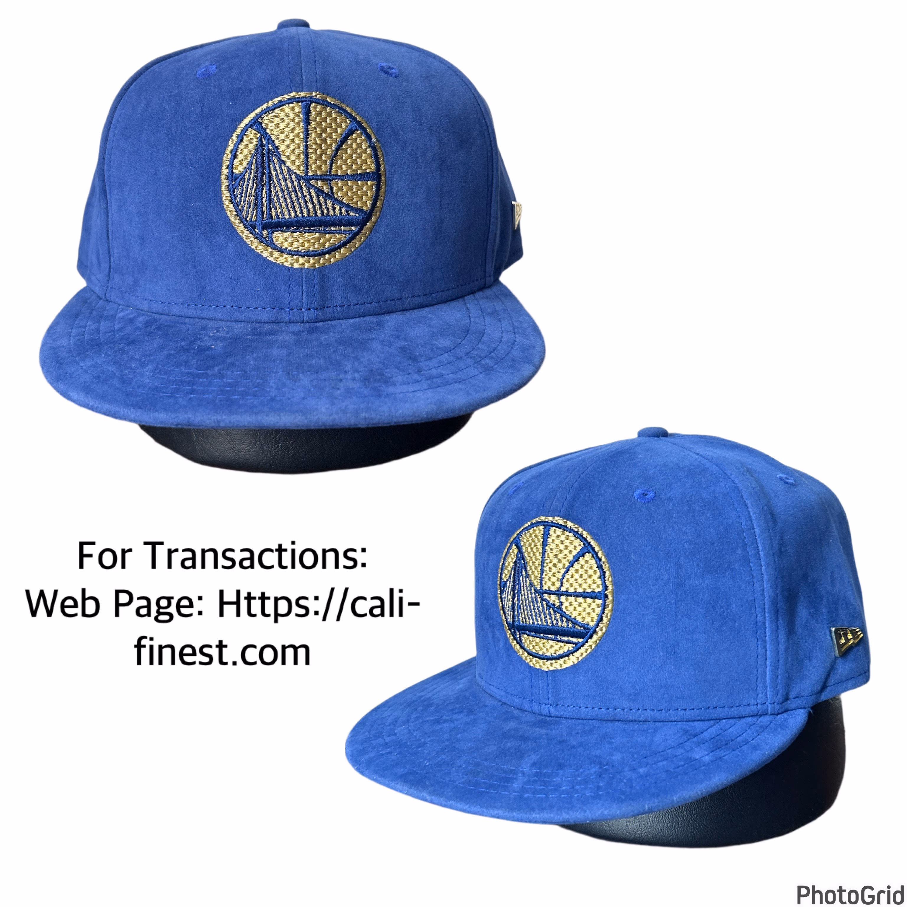 New Era Black Label NBA Warriors Blue Suede Hat fitted 7 5/8 Rare Suede All Over 