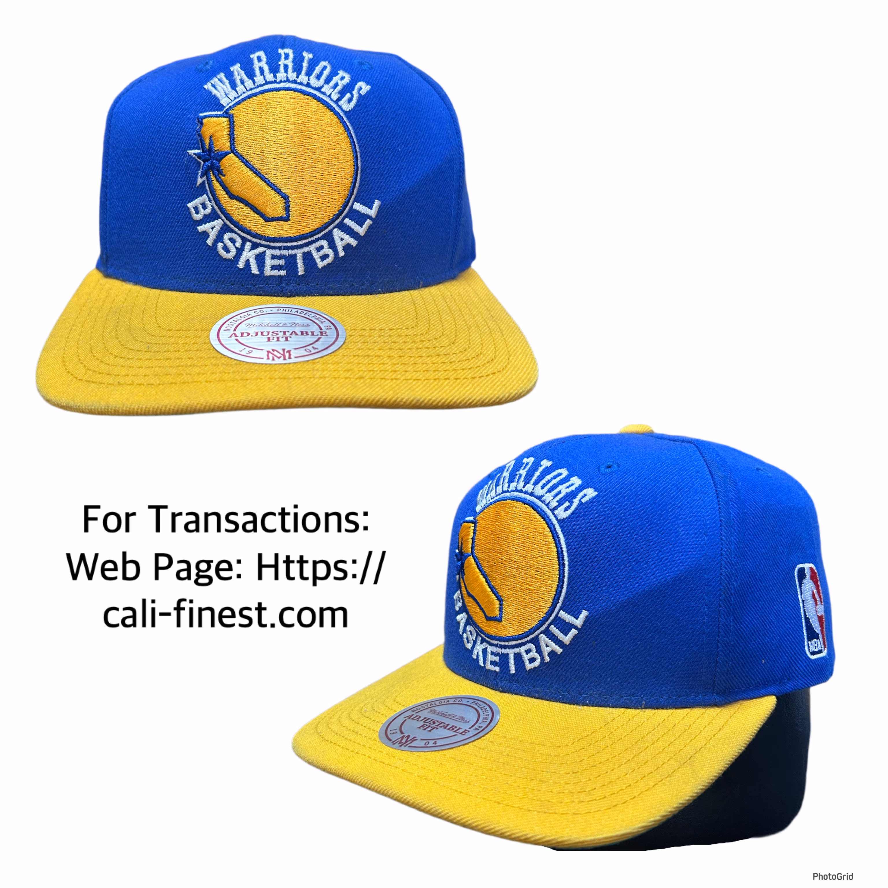 Golden State Warriors Basketball Hat Mitchell & Ness, HardWood Classics Blue Yellow Snapback Cap