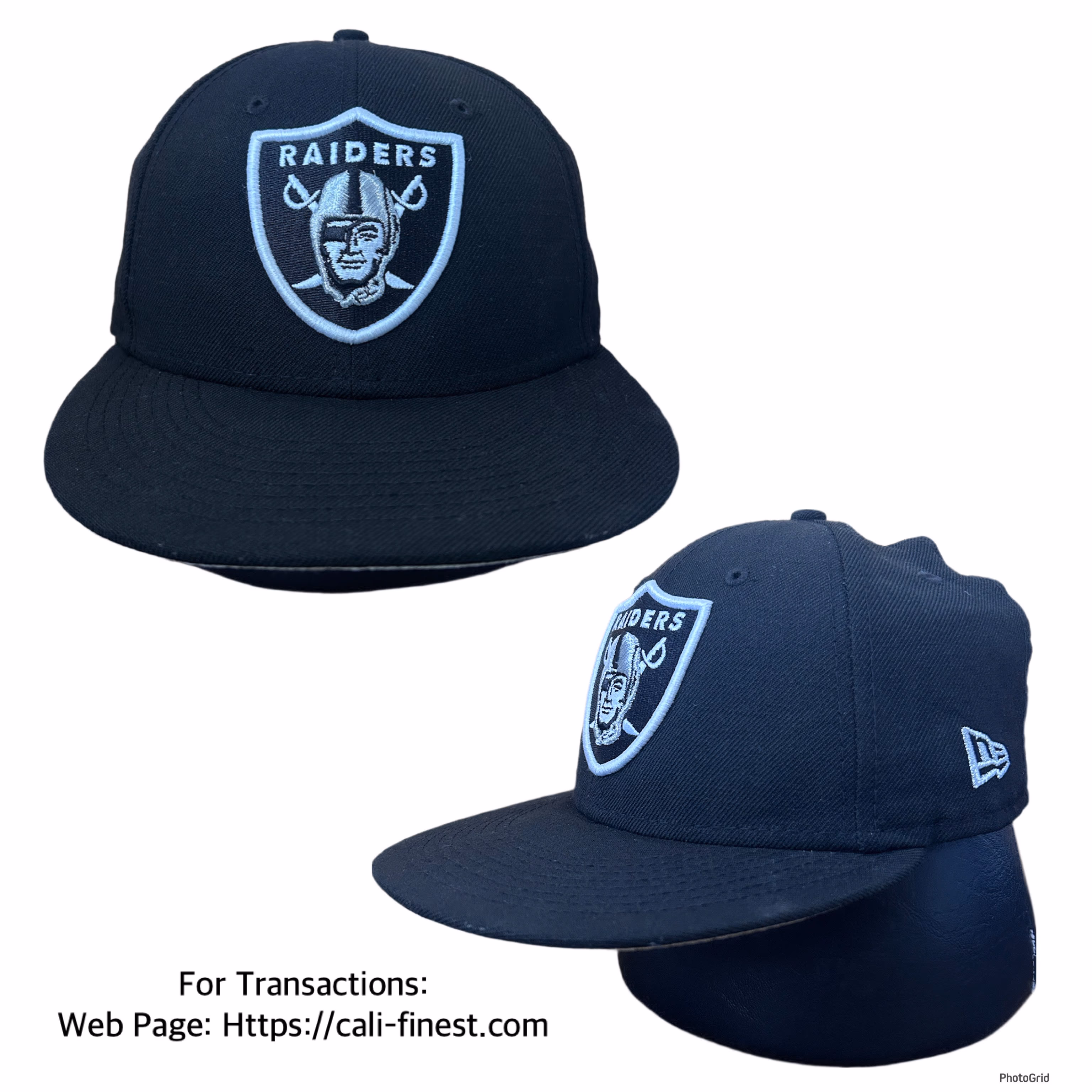 New Era Raiders 59Fifty NFL Hat Cap Mens Fitted 7 3/8” Black