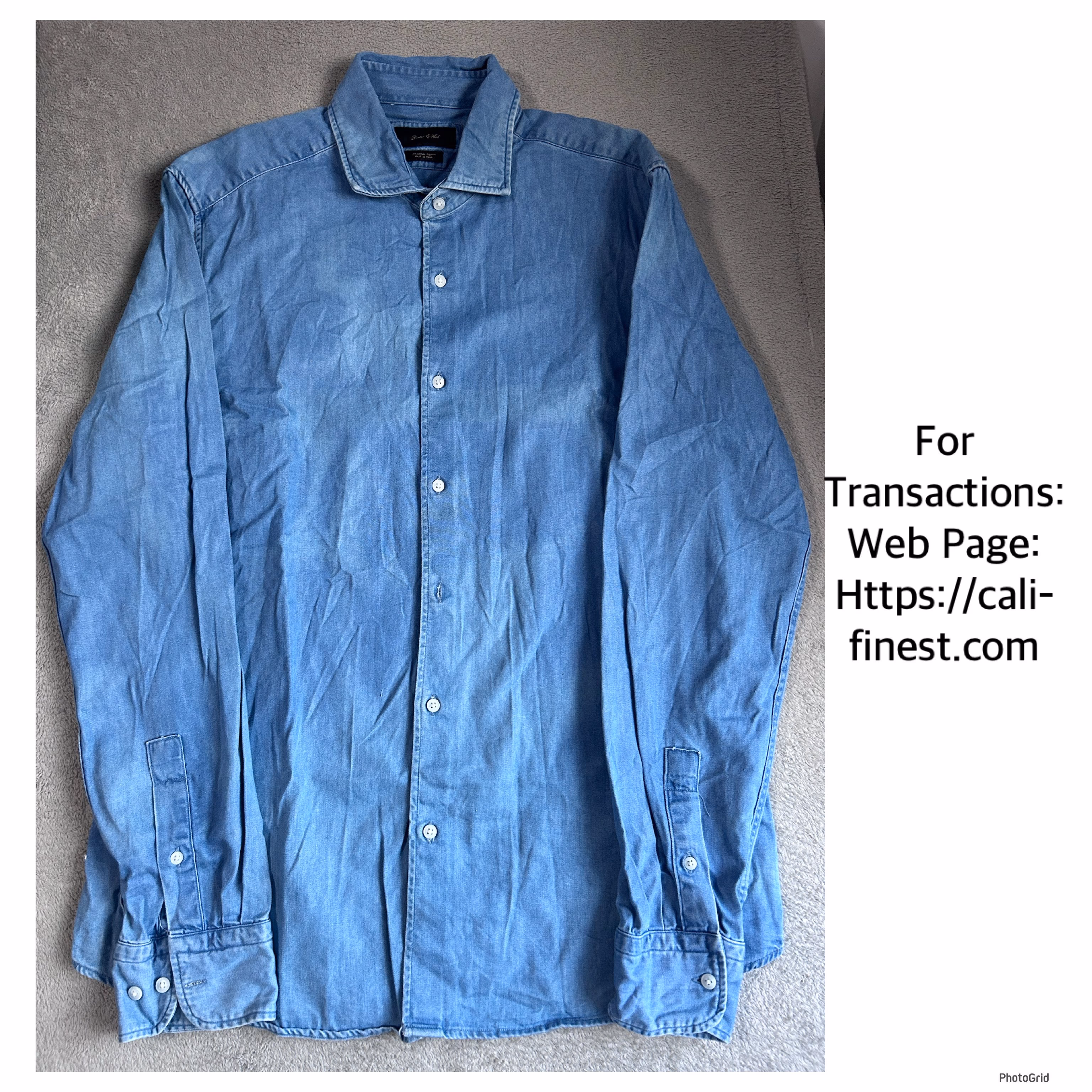 Porter & Ash Premium Denim Mens Polo Long Sleeve Large   T#00180 