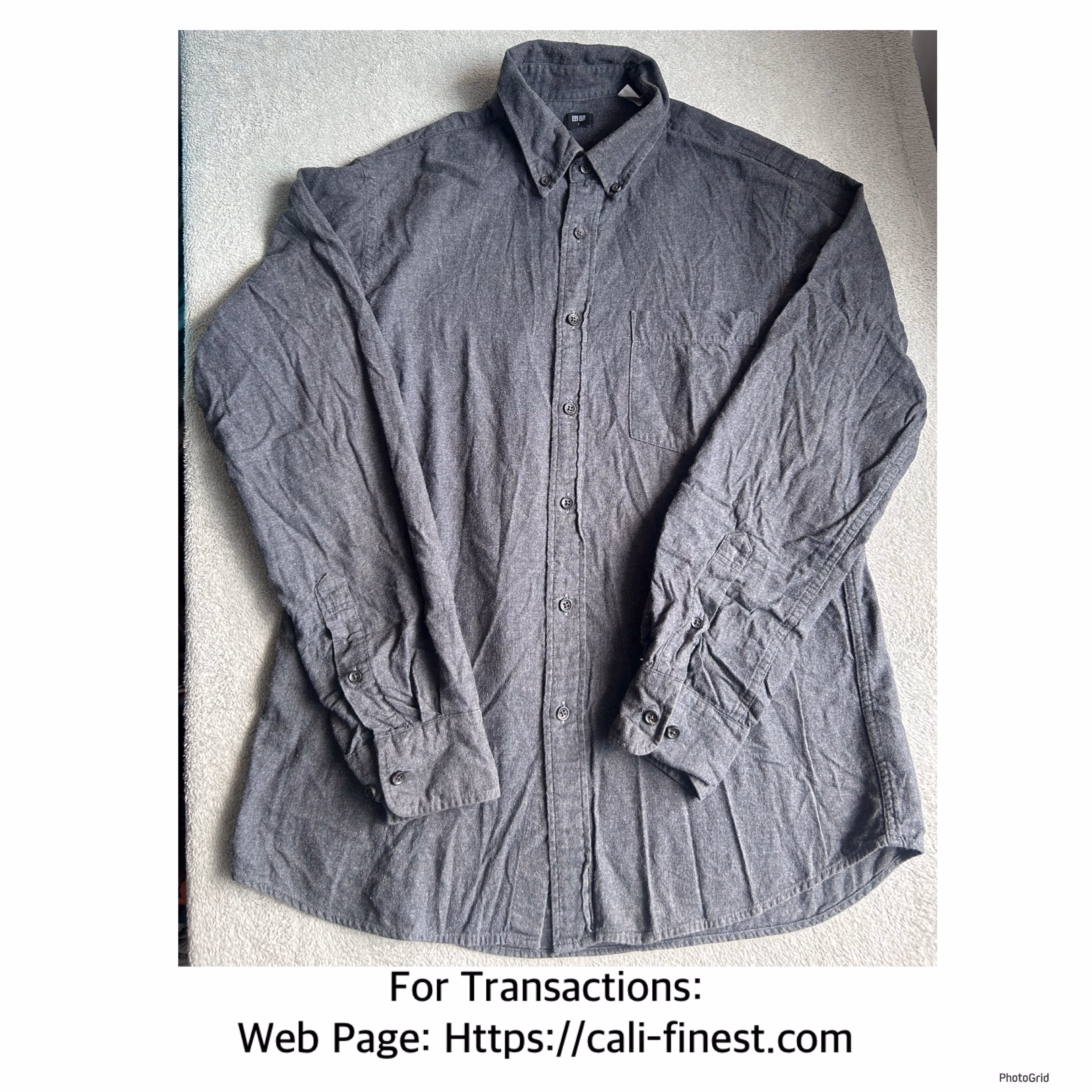 Uniqlo Men’s Dark Gray Polo Long Sleeve Small  T#00182 