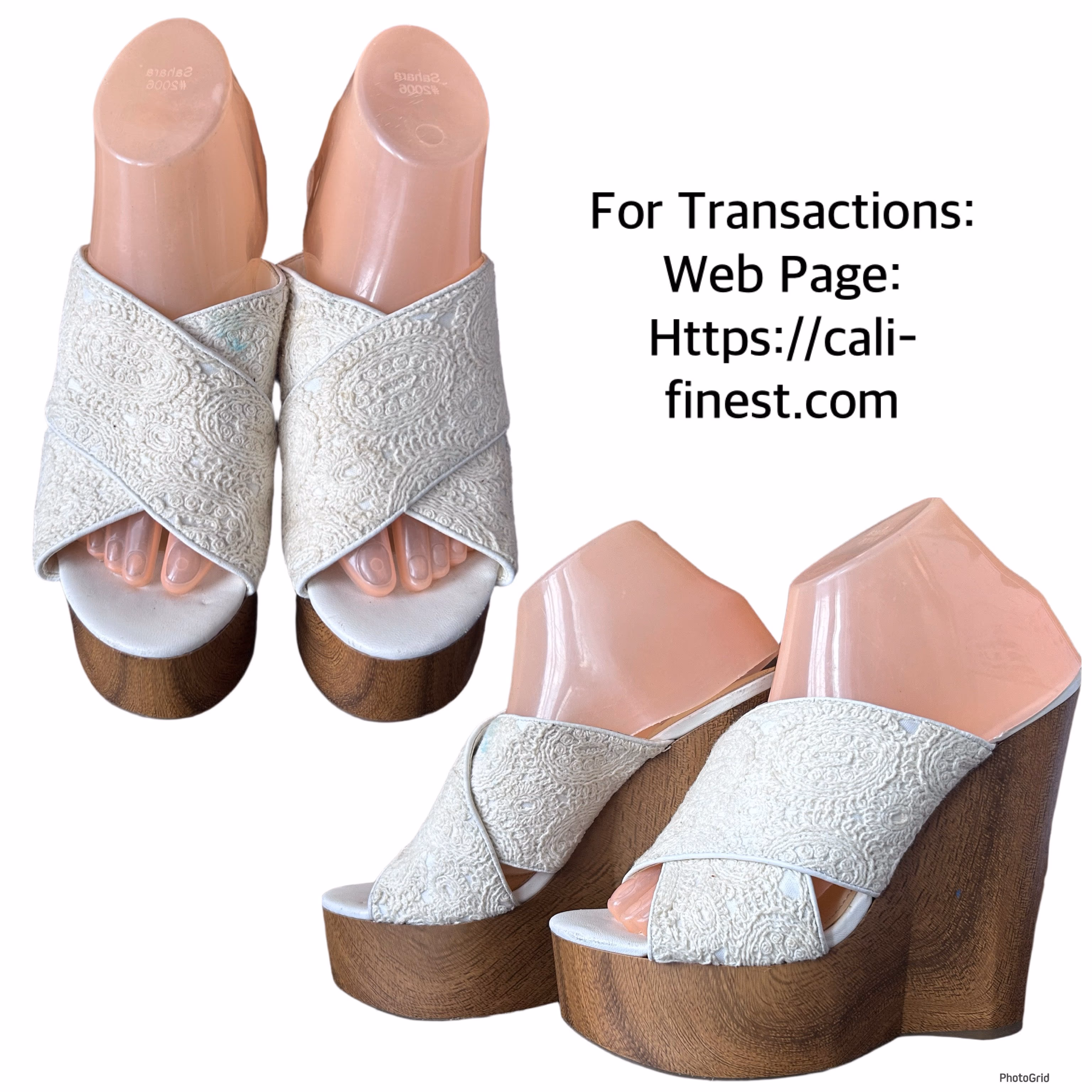 Guess White Wedge Sandals 8.5M