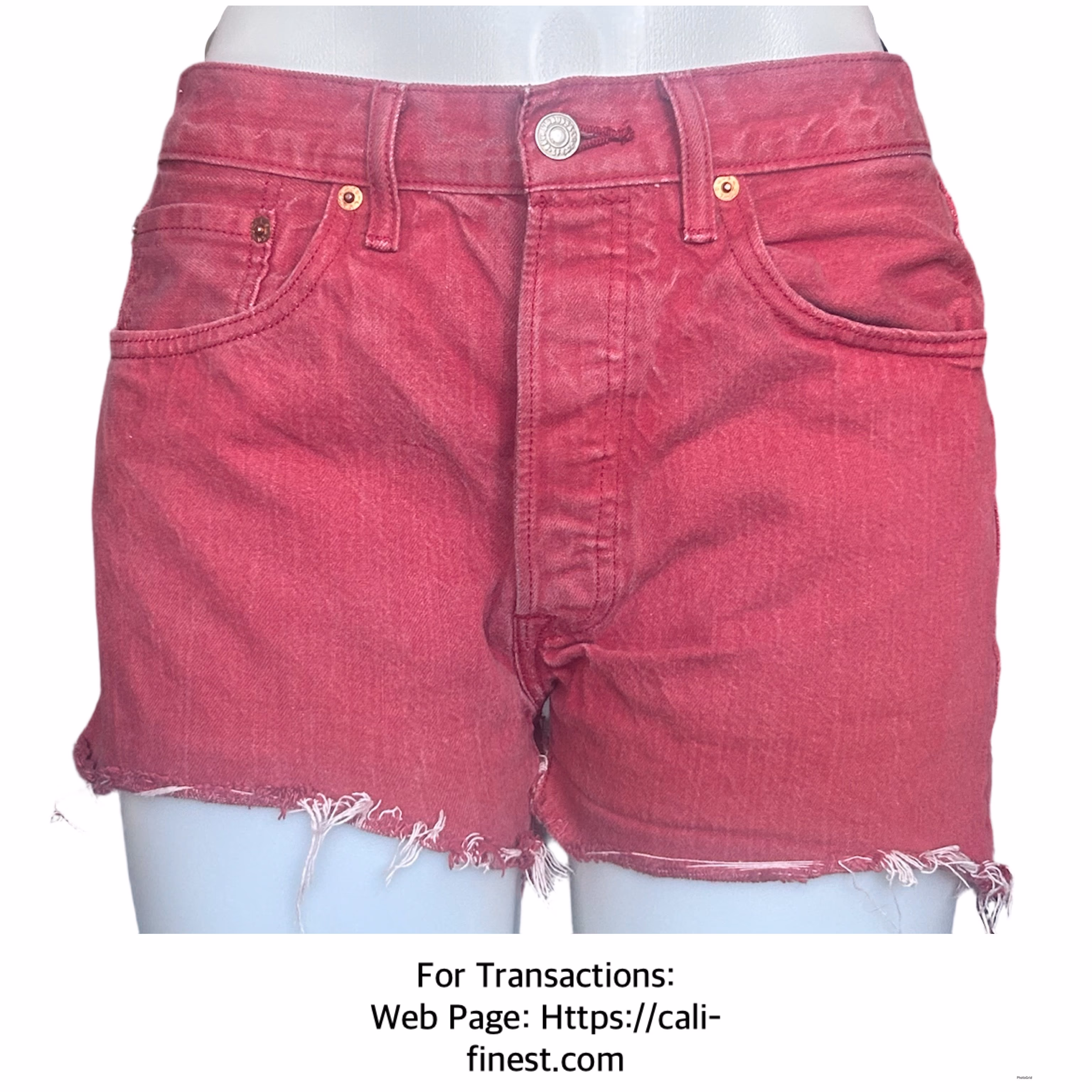 Levi’s 501 Red Denim Shorts for Womens 32x30