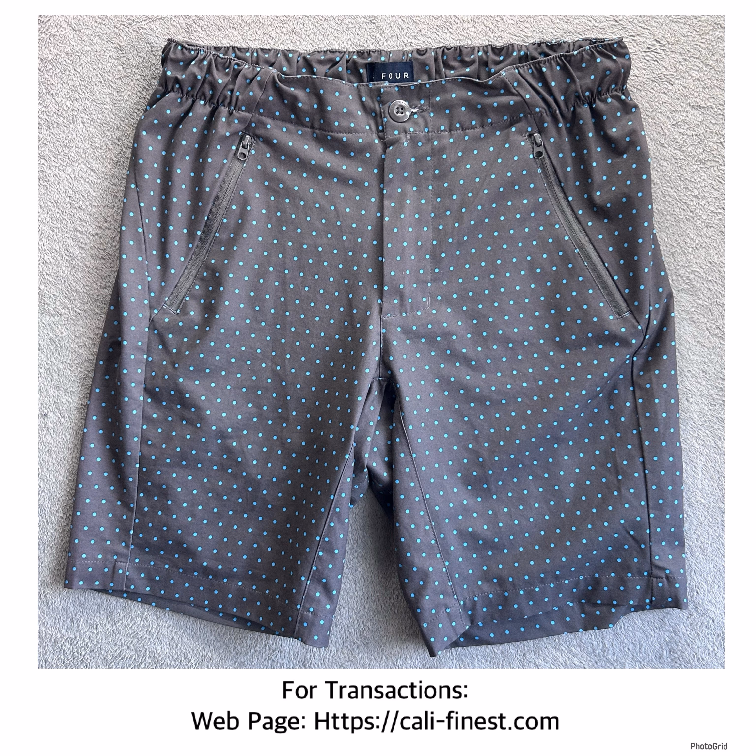 Five Four Men Short 32 Polka Dot Poly Blend Zip Pocket  B#00225