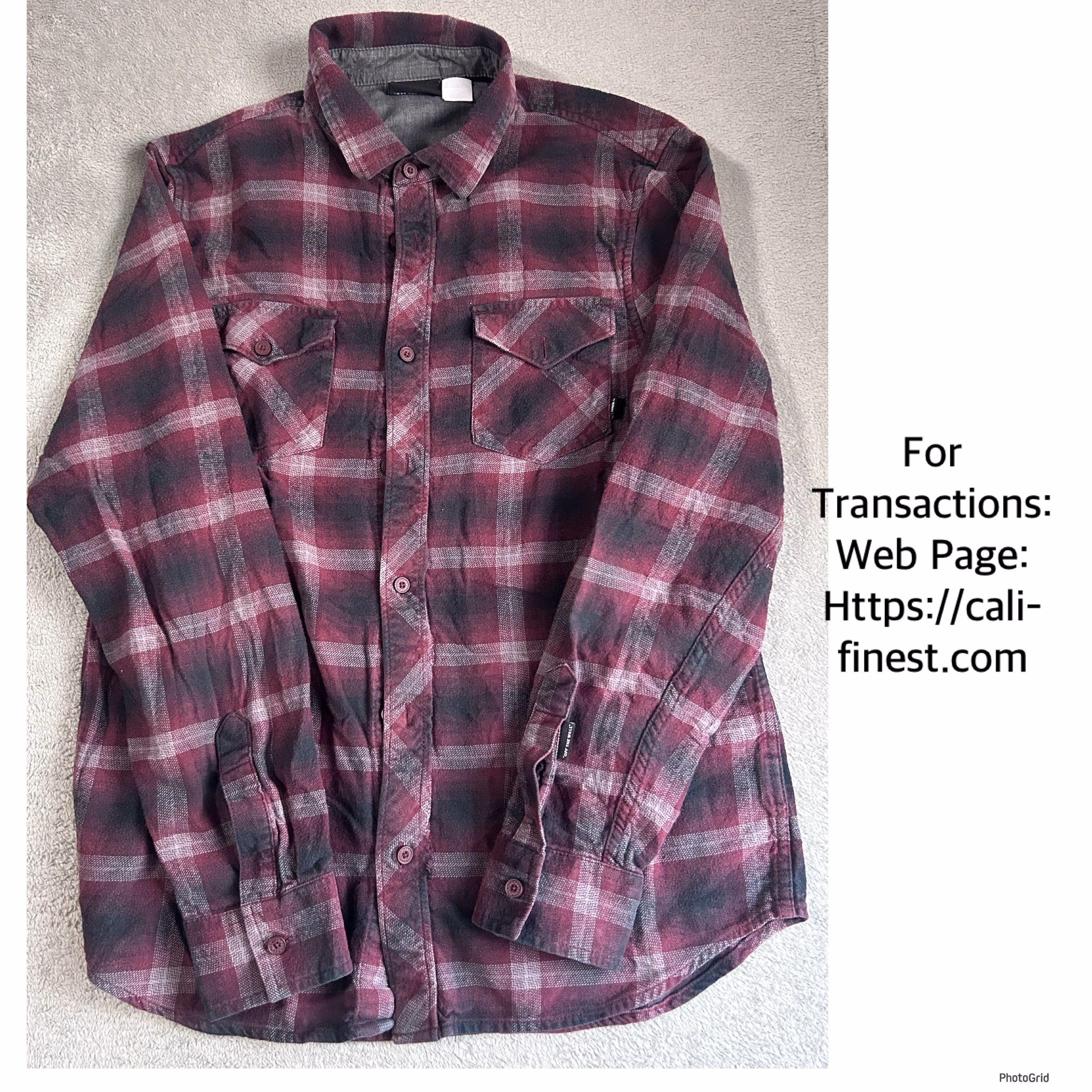 Vans “off the wall since 1966” Plaid Polo Long Sleeve Small  T#00179 