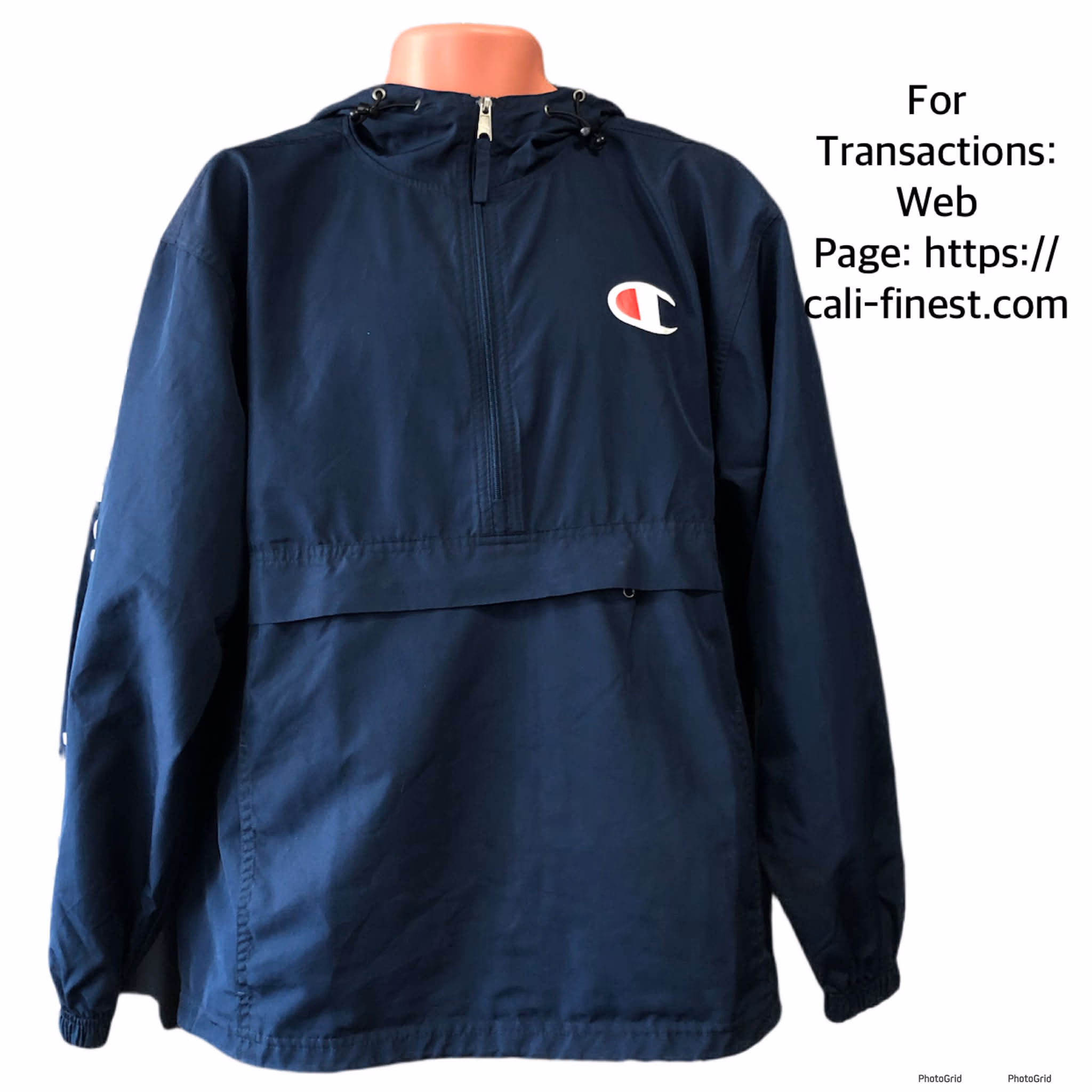 Champion Men’s Navy Blue Hoodie Jacket Medium  J#00116
