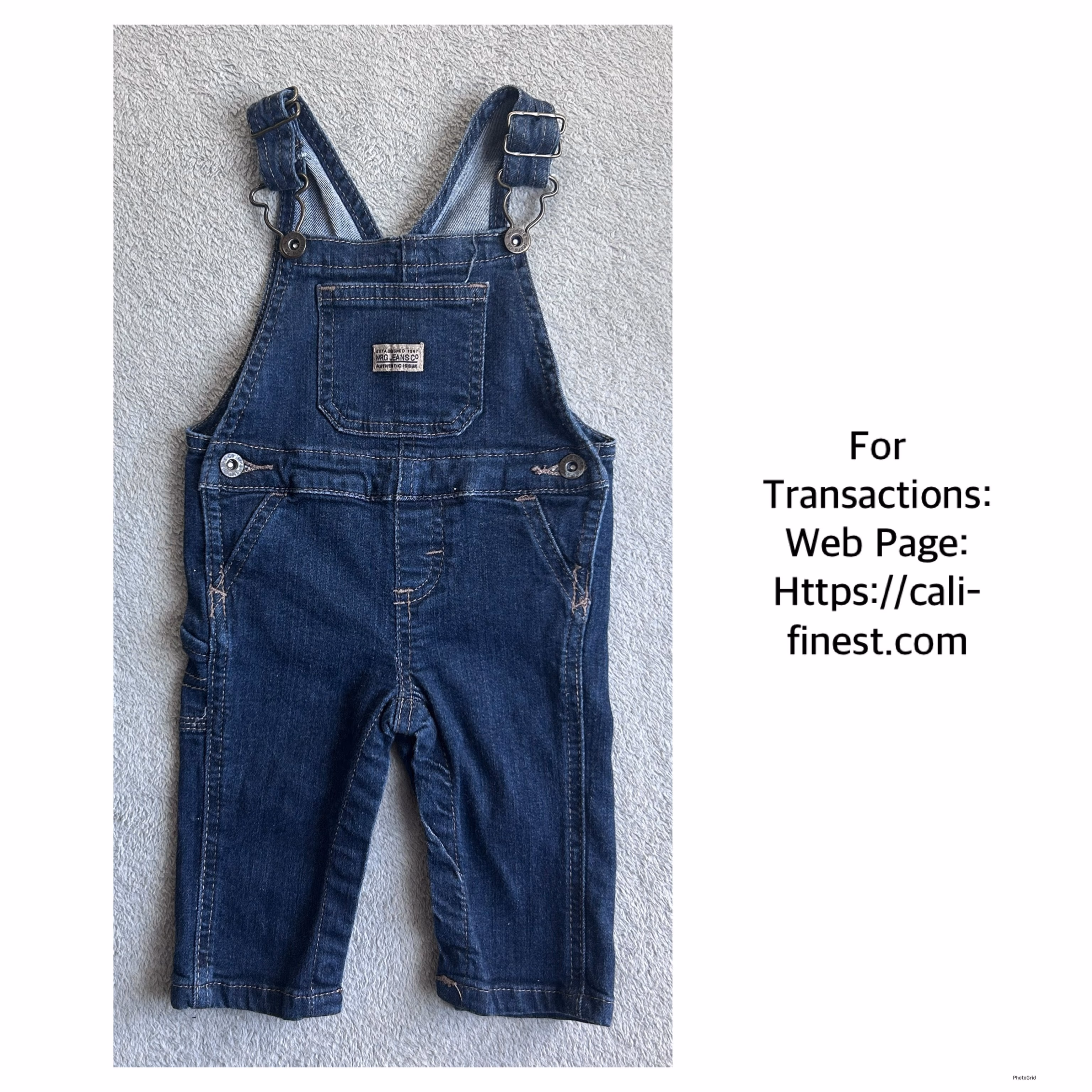 Wrangler Baby Boy Denim Overalls 0-3 Months