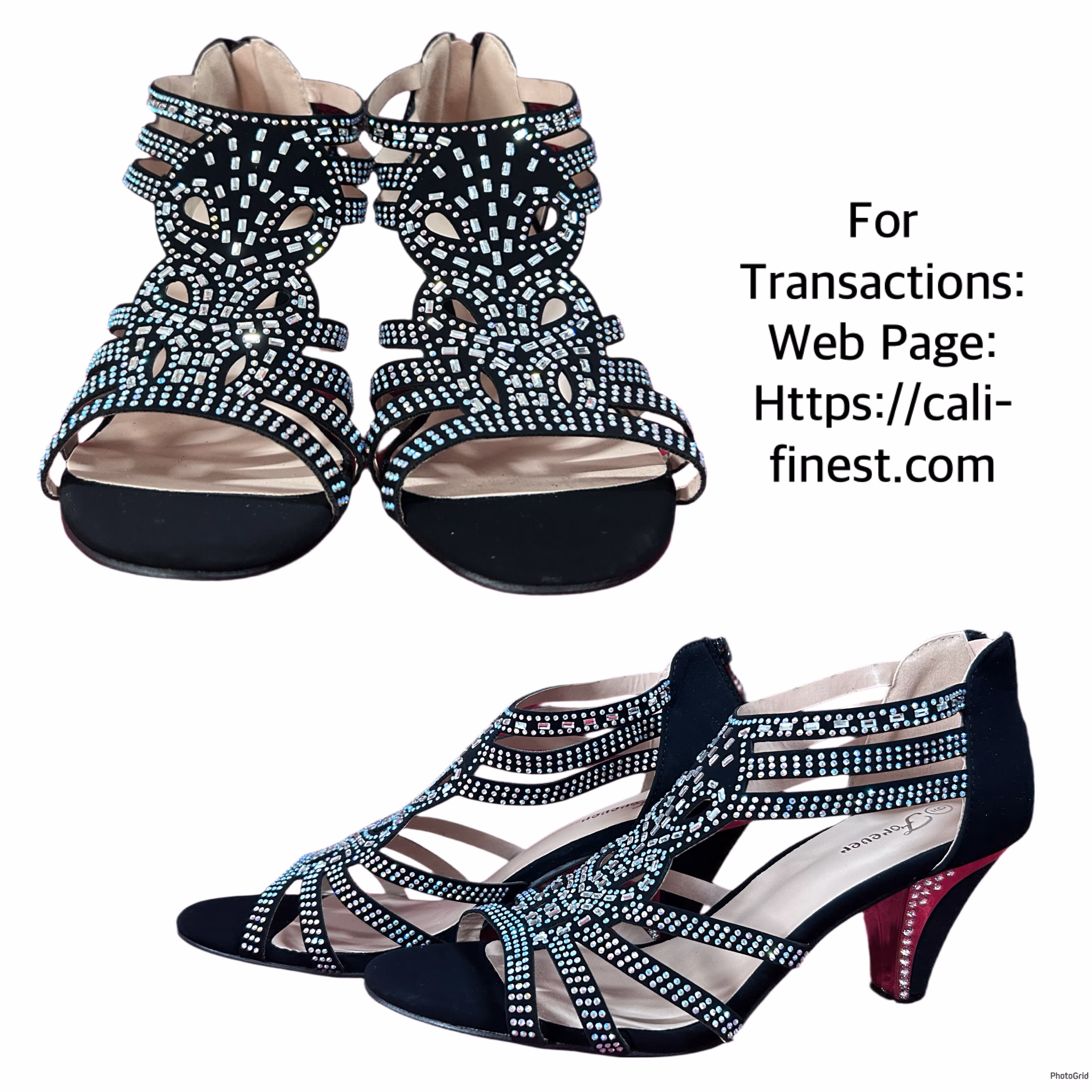 Forever Black with Rhinestone Dress Sandals