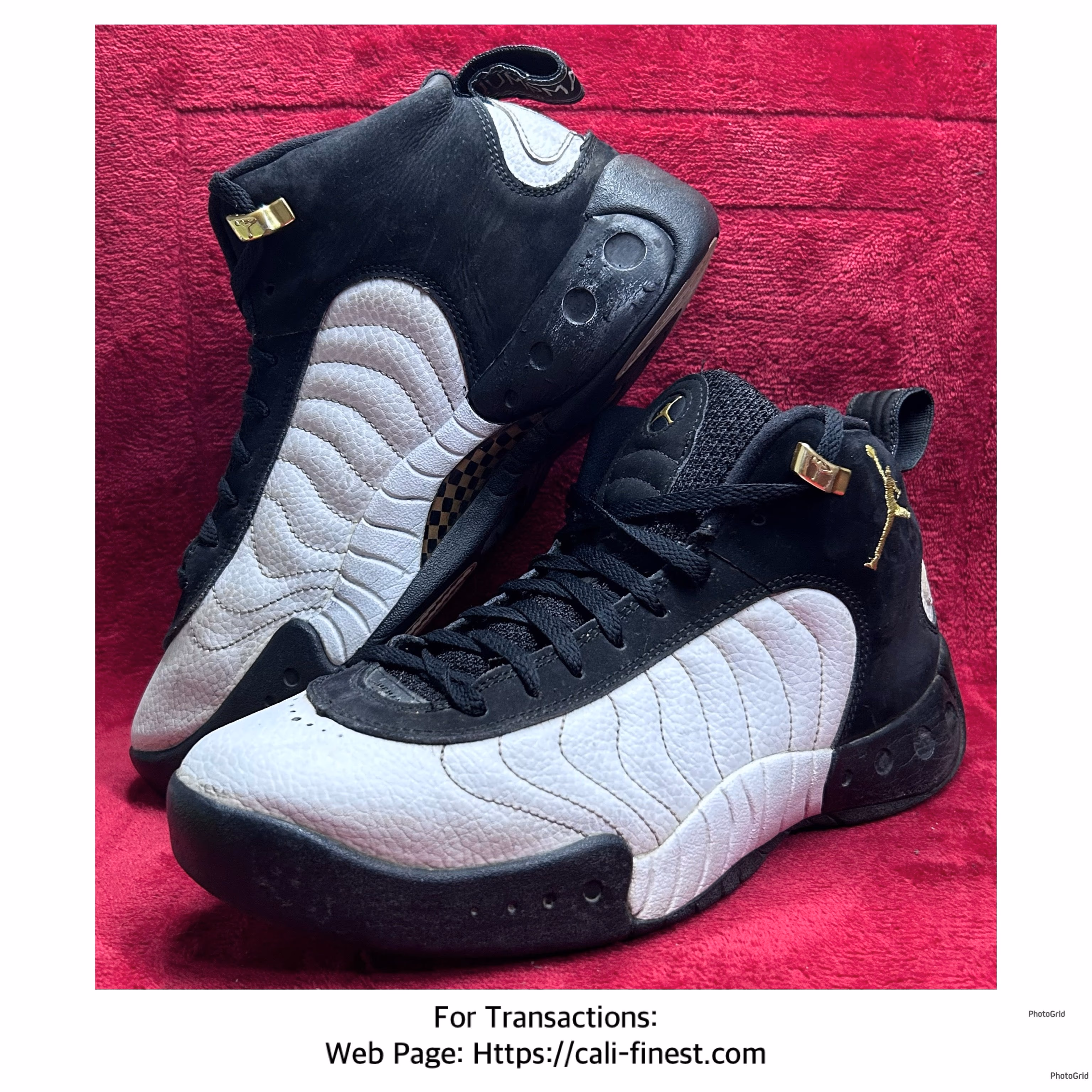 Jordan Jumpman Pro Retro sneakers in black, white, and gold 