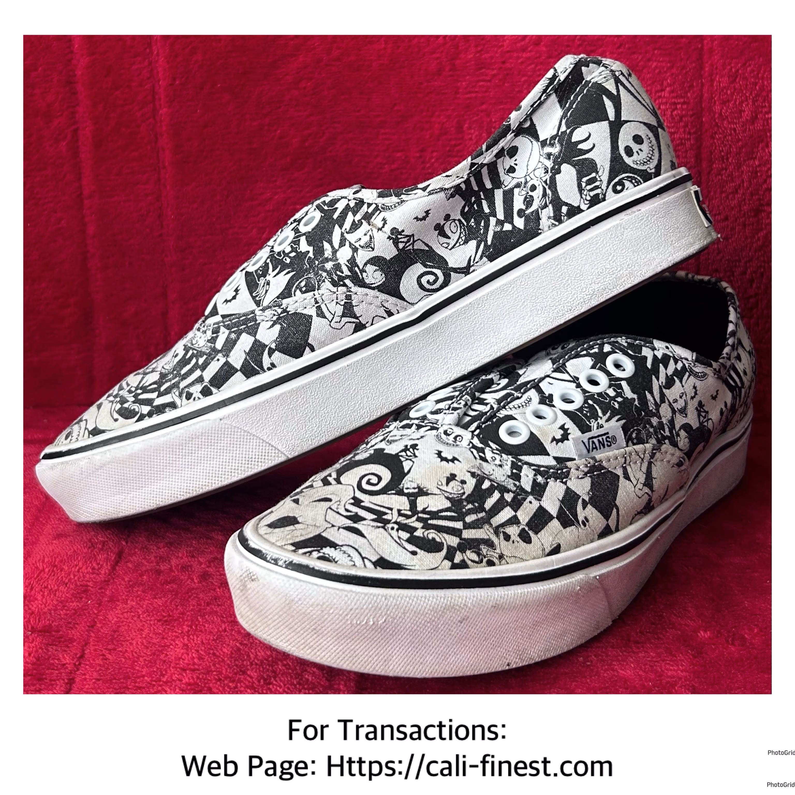 Vans x Nightmare Before Christmas Comfy Cush Aunthentic Shoes Sneakers Black White Collage