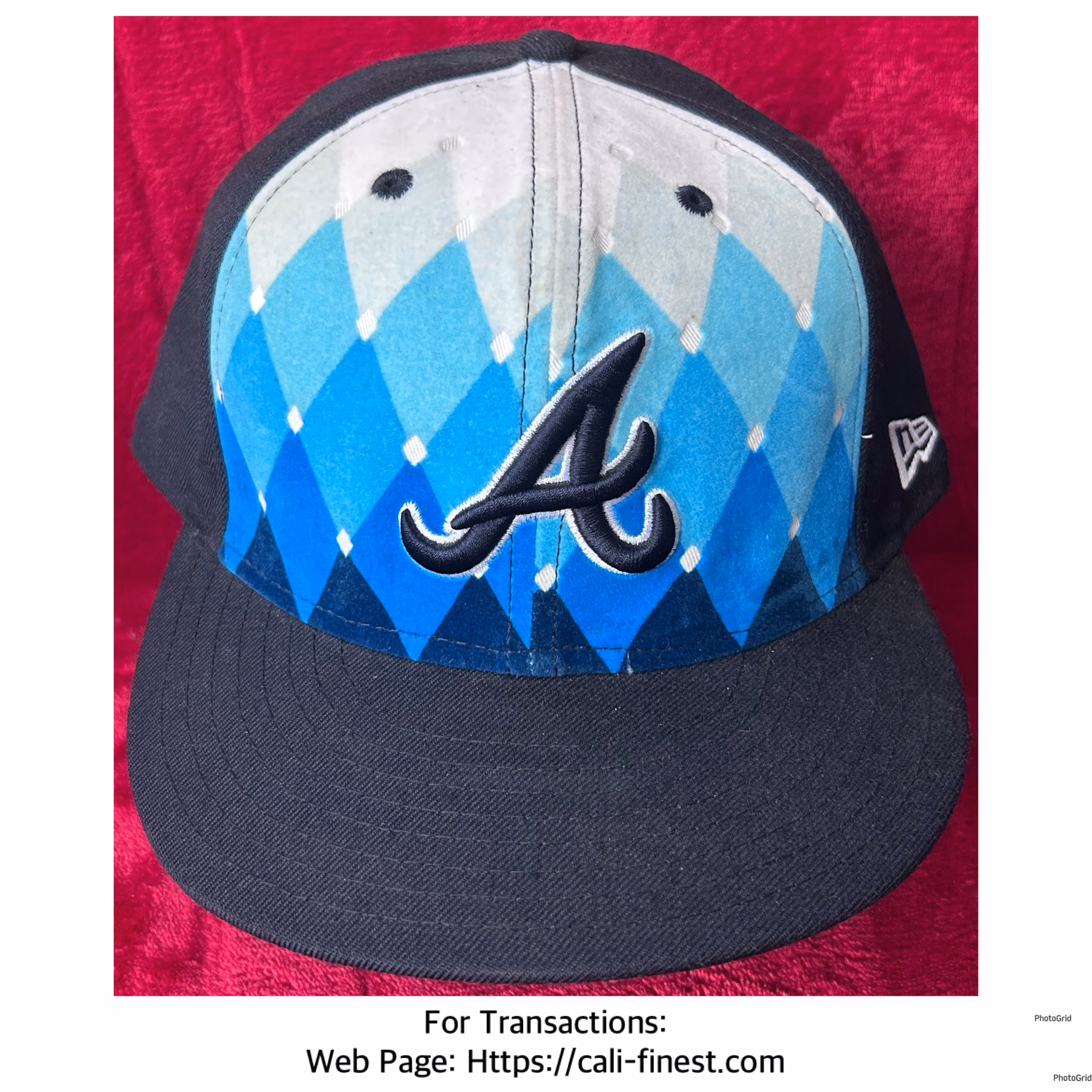 New Era Atlanta Braves 59fifty fitted hat featuring Blue Argyle fade pattern 8 (63.5 cm)