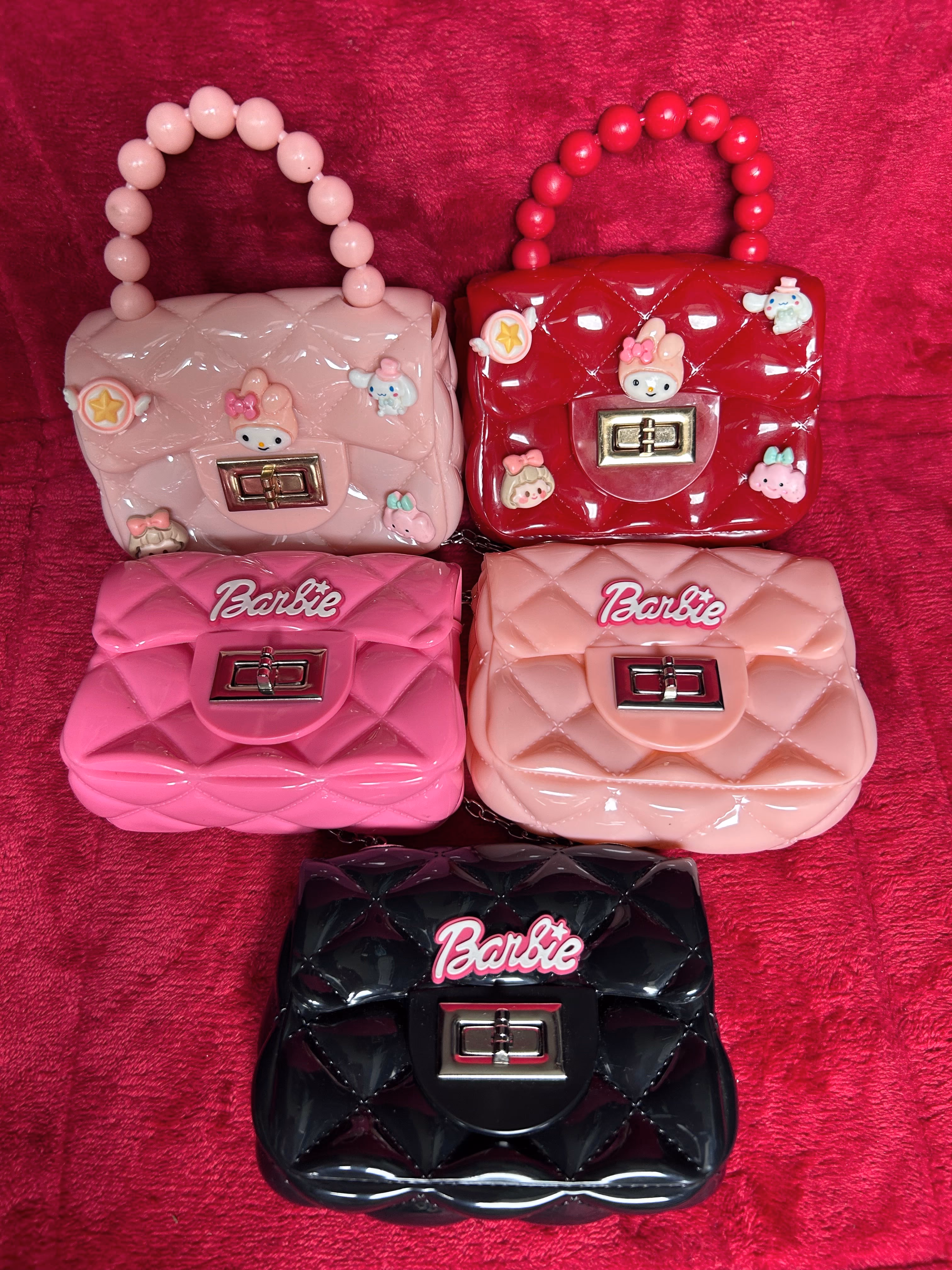 Y2K Coquette Mini Jelly Handbag Lot - Barbie & My Melody Quilted Purses