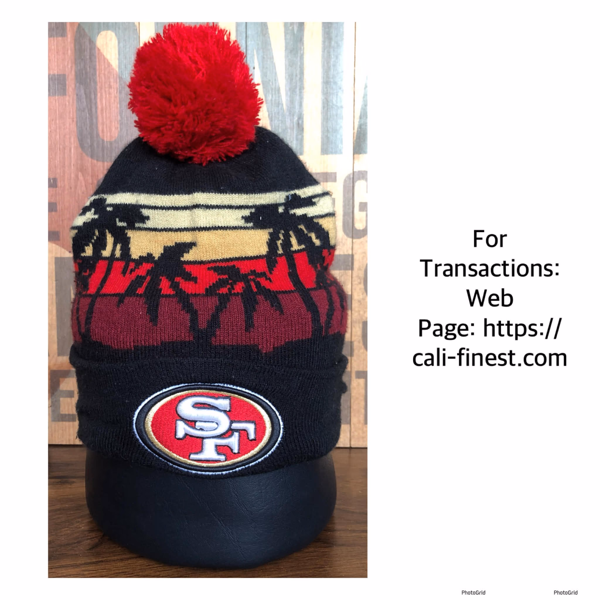 New Era San Francisco 49ers Cuffed Knit Beanie with a red pom pom 