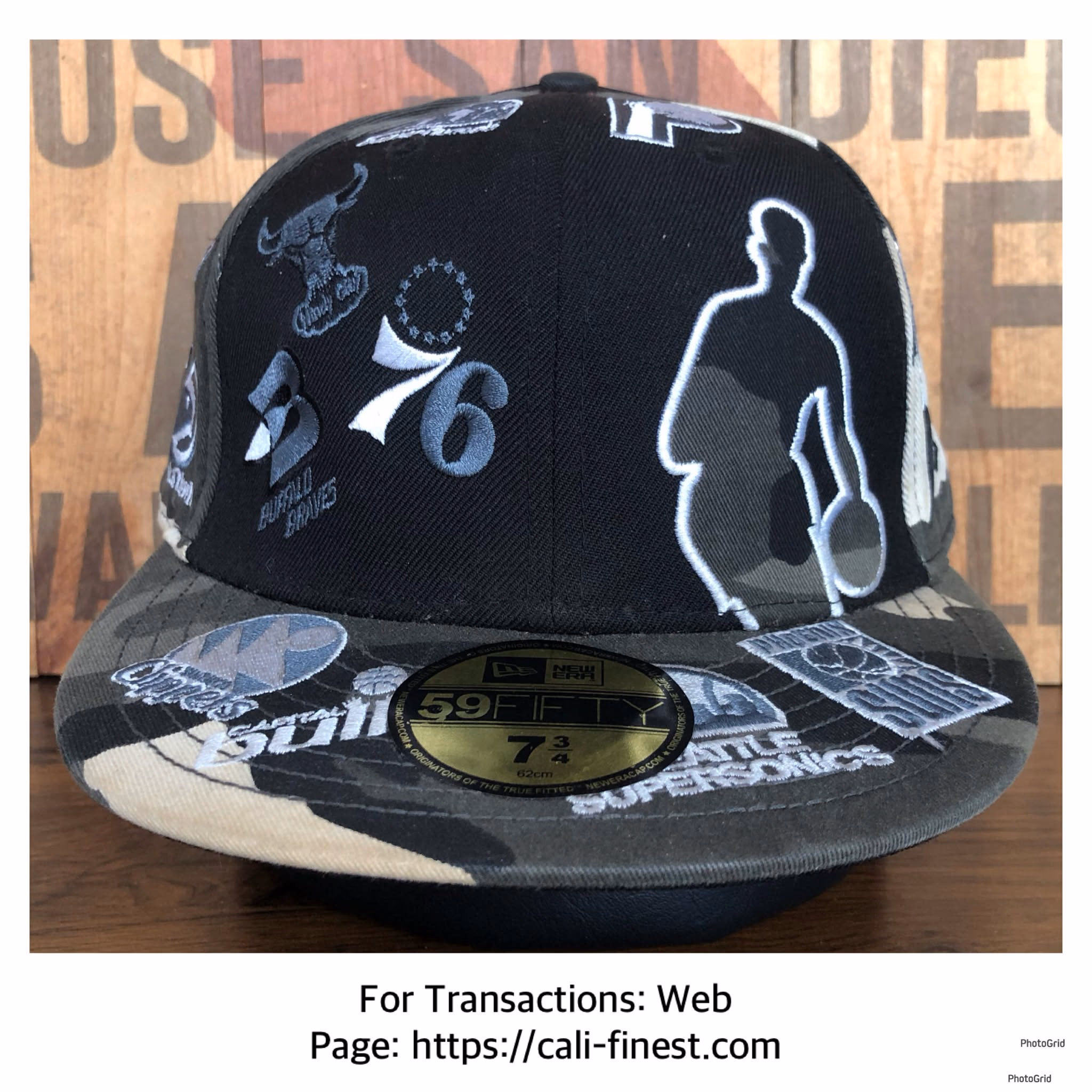 Vintage Y2K New Era NBA Patches fitted hat Camo 59fifty 7 3/4 (62 cm)