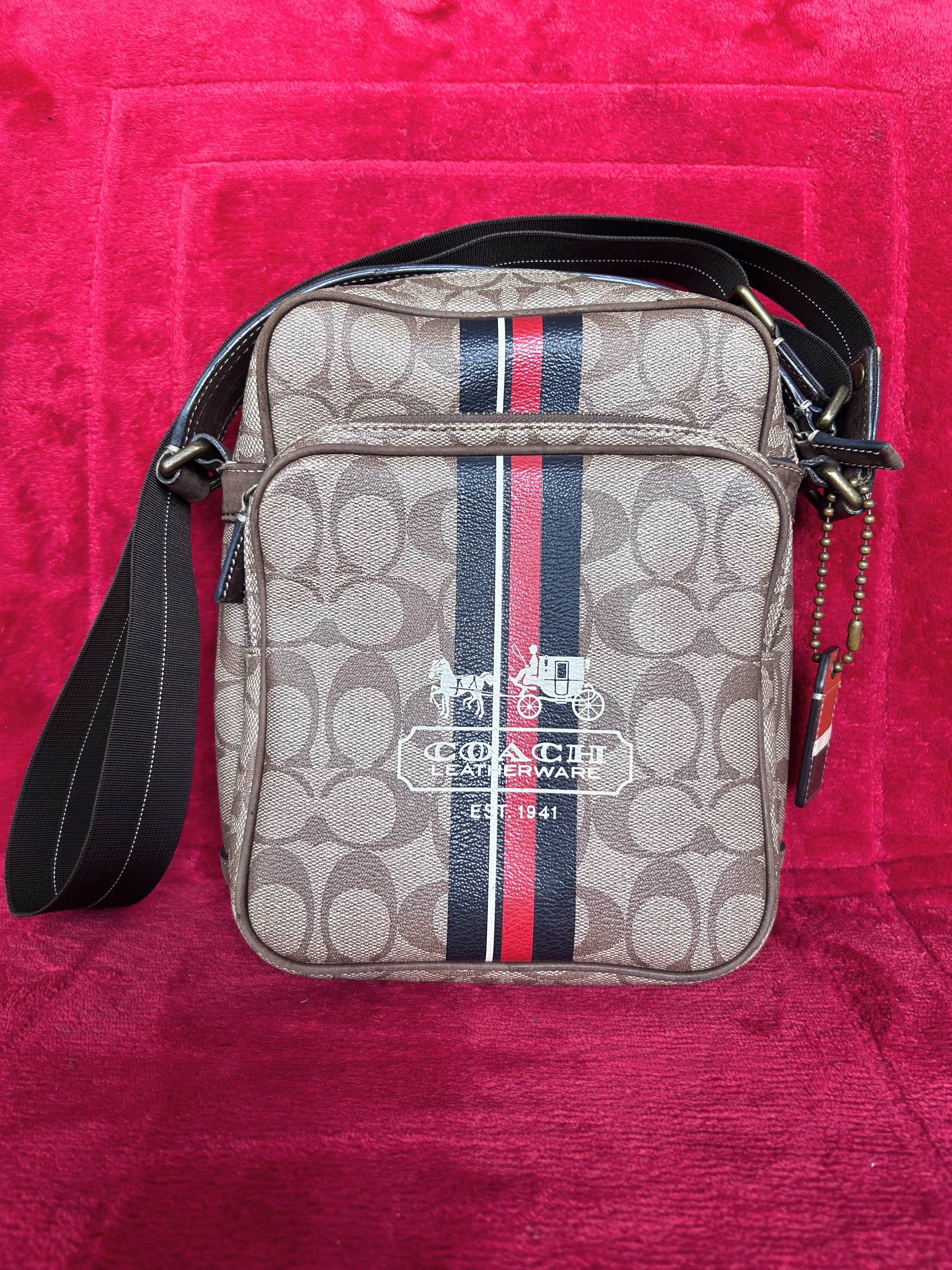 Coach Heritage Signature Stripe Flight Bag