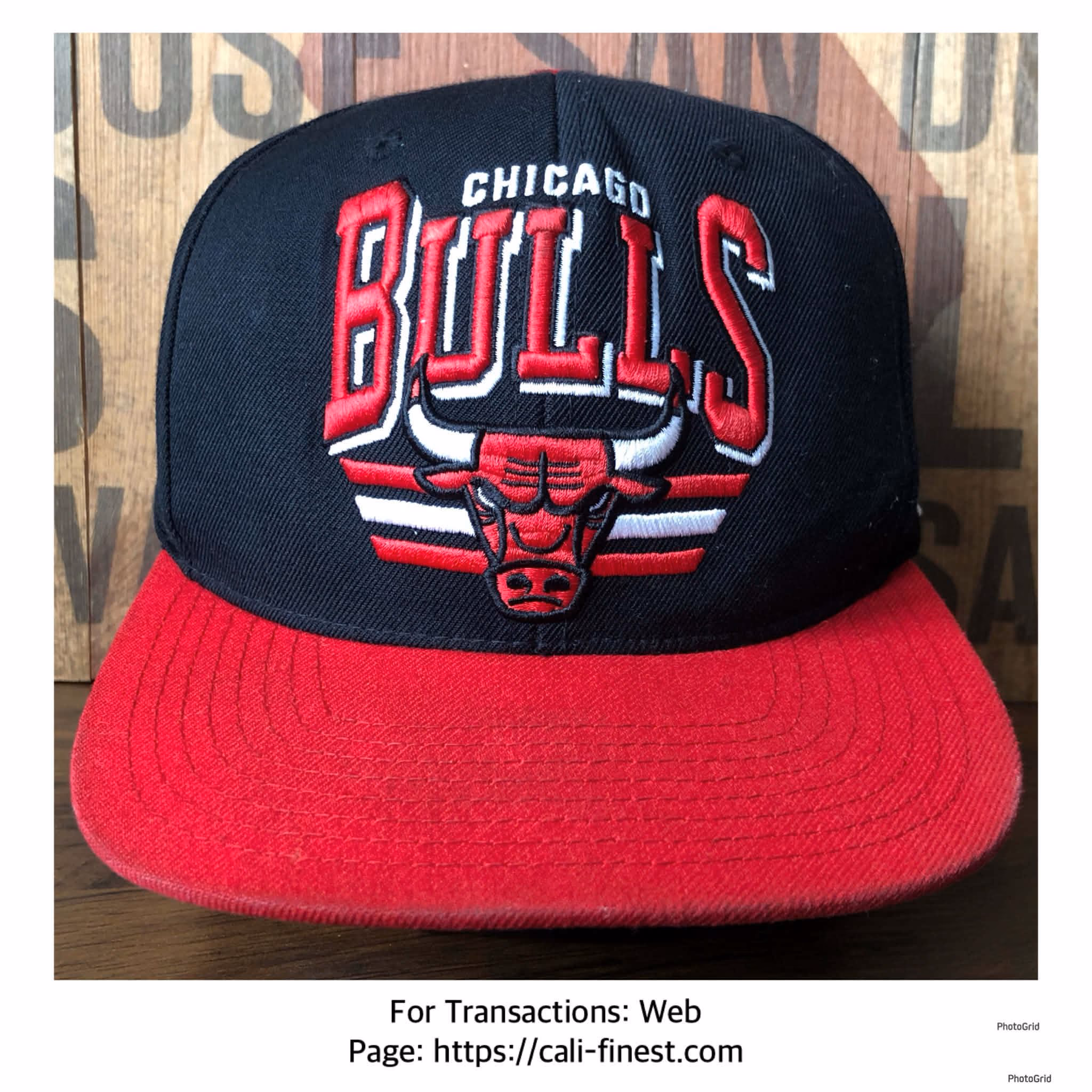 Chicago Bulls SnapBack Hat in Black and Red Mitchell and Ness